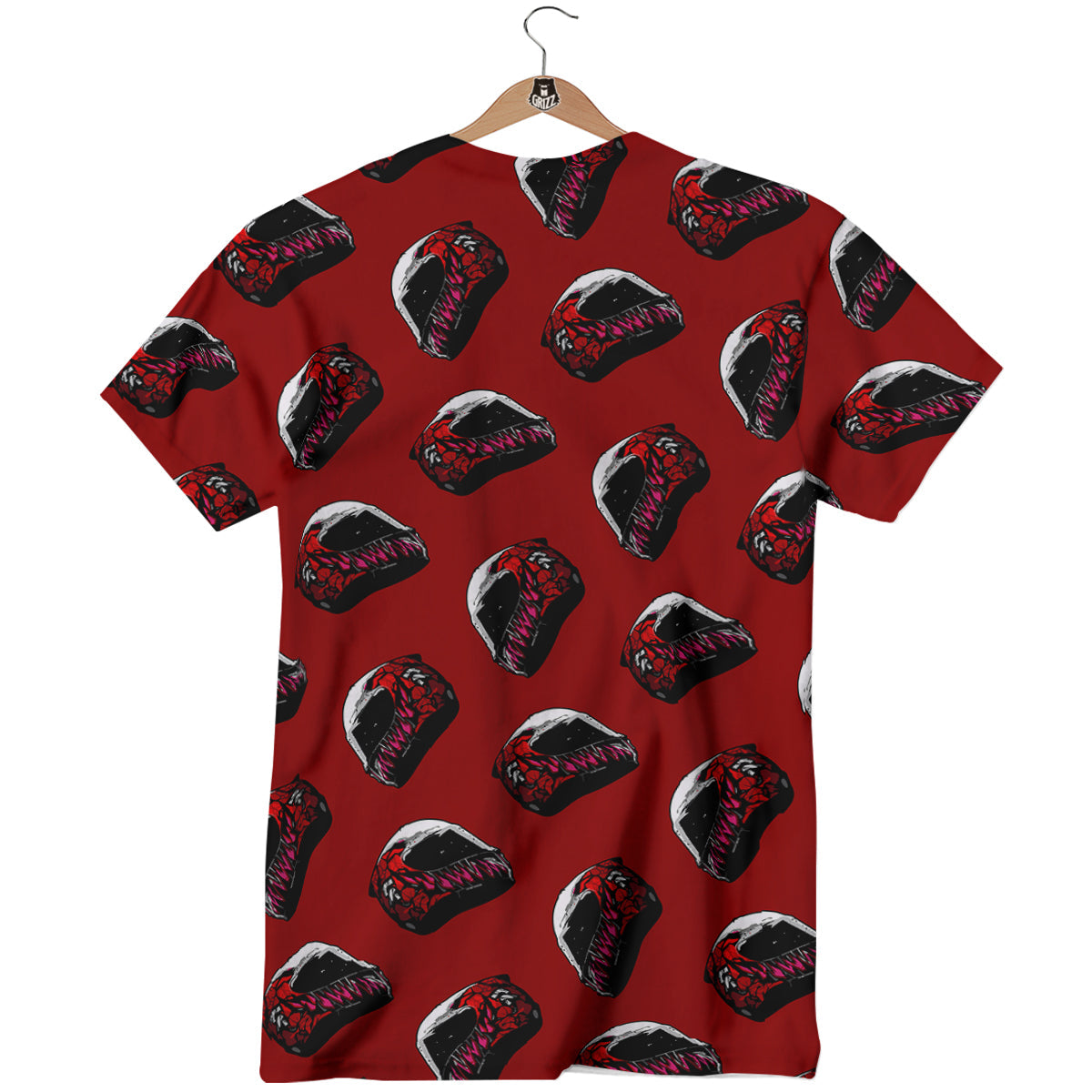 Biker Helmet Devil Print Pattern T-Shirt-grizzshop