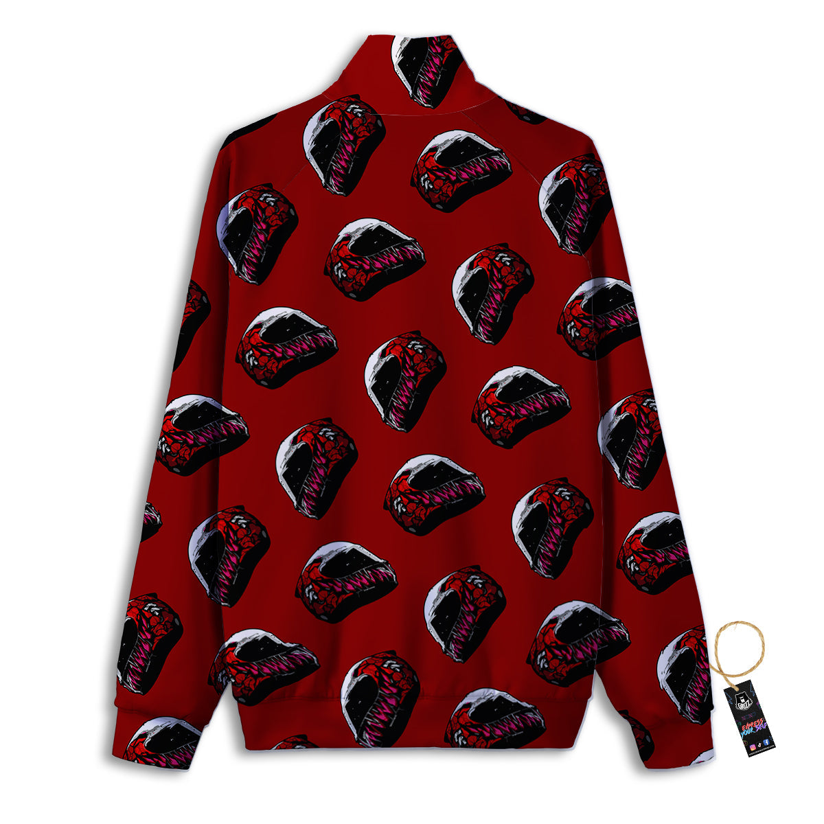Biker Helmet Devil Print Pattern Track Jacket-grizzshop