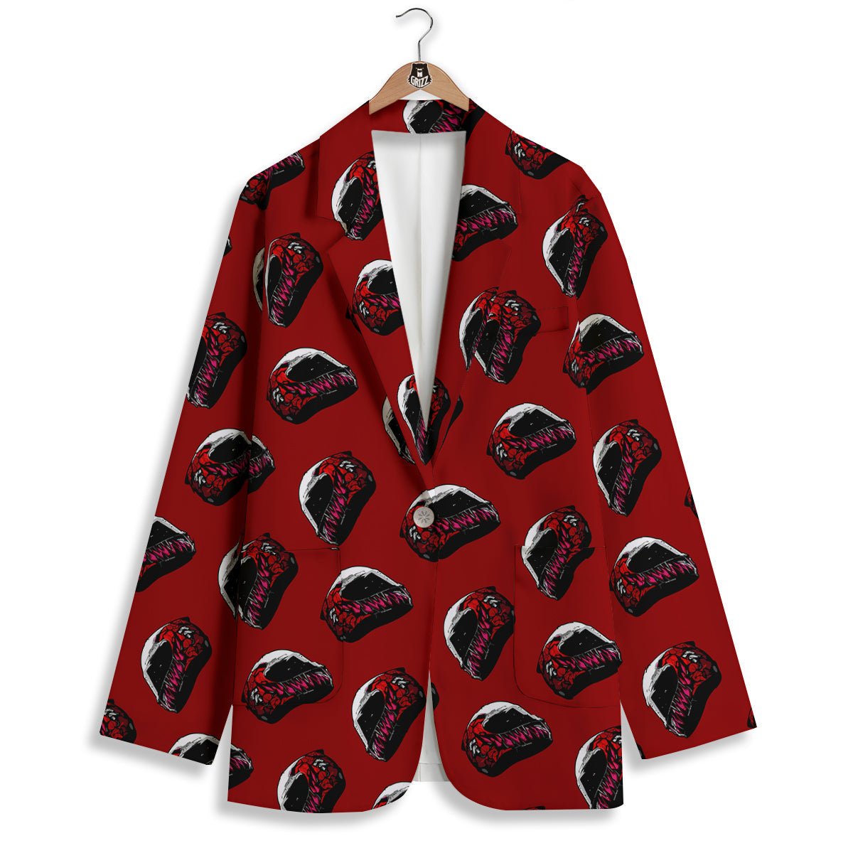 Biker Helmet Devil Print Pattern Women's Blazer-grizzshop