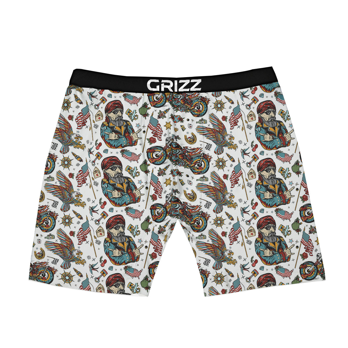 Bikers Old School Tattoo Print Pattern Boxer Briefs-grizzshop