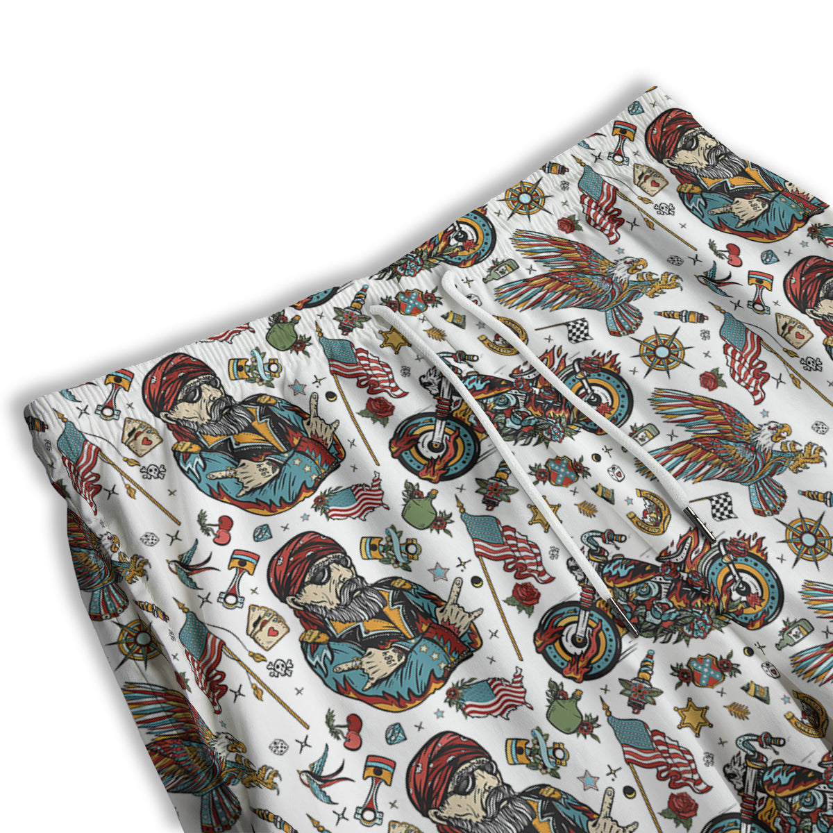 Bikers Old School Tattoo Print Pattern Men's Athletic Shorts