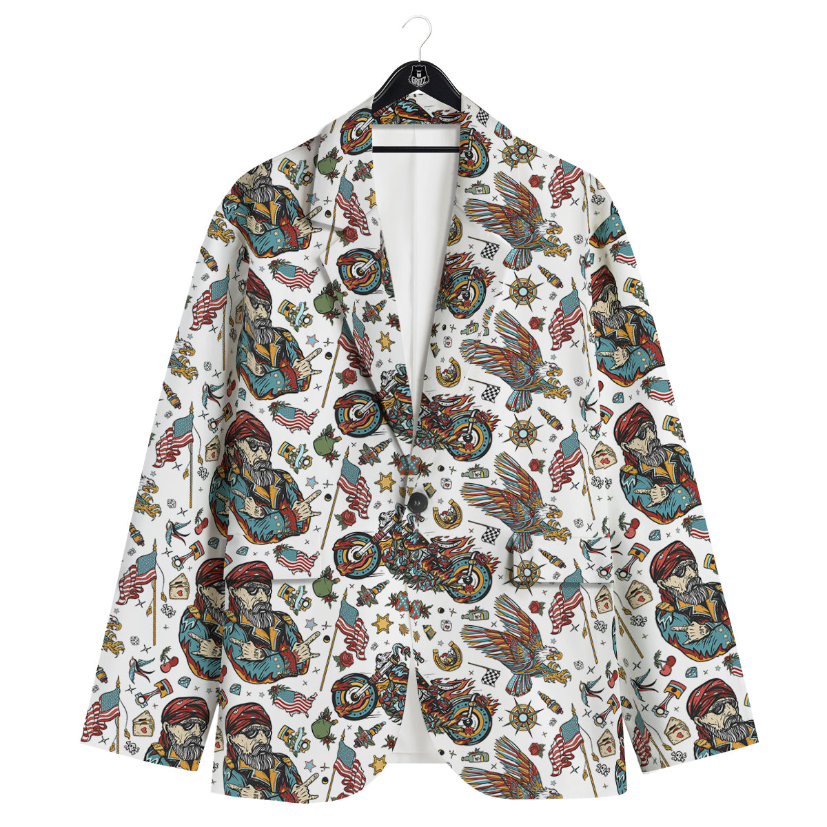 Bikers Old School Tattoo Print Pattern Men's Sport Coat-grizzshop