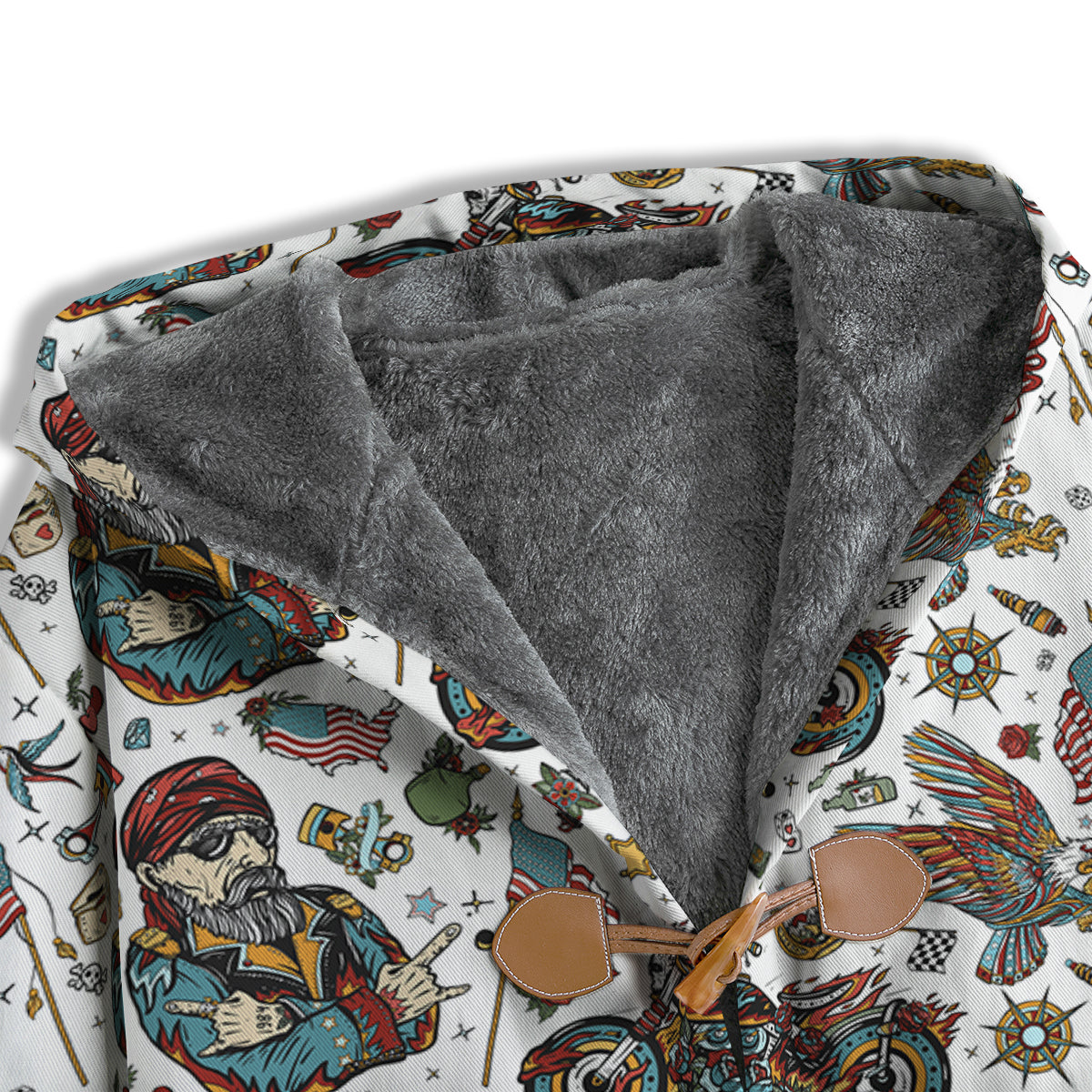 Bikers Old School Tattoo Print Pattern Men's Windbreaker Jacket-grizzshop