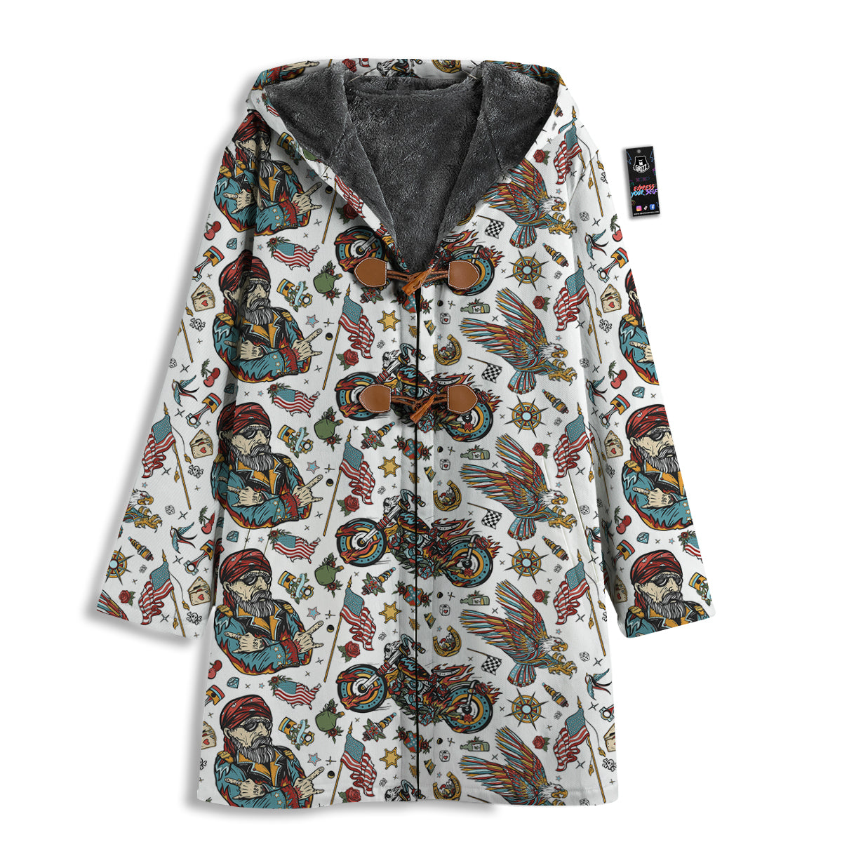 Bikers Old School Tattoo Print Pattern Men's Windbreaker Jacket-grizzshop