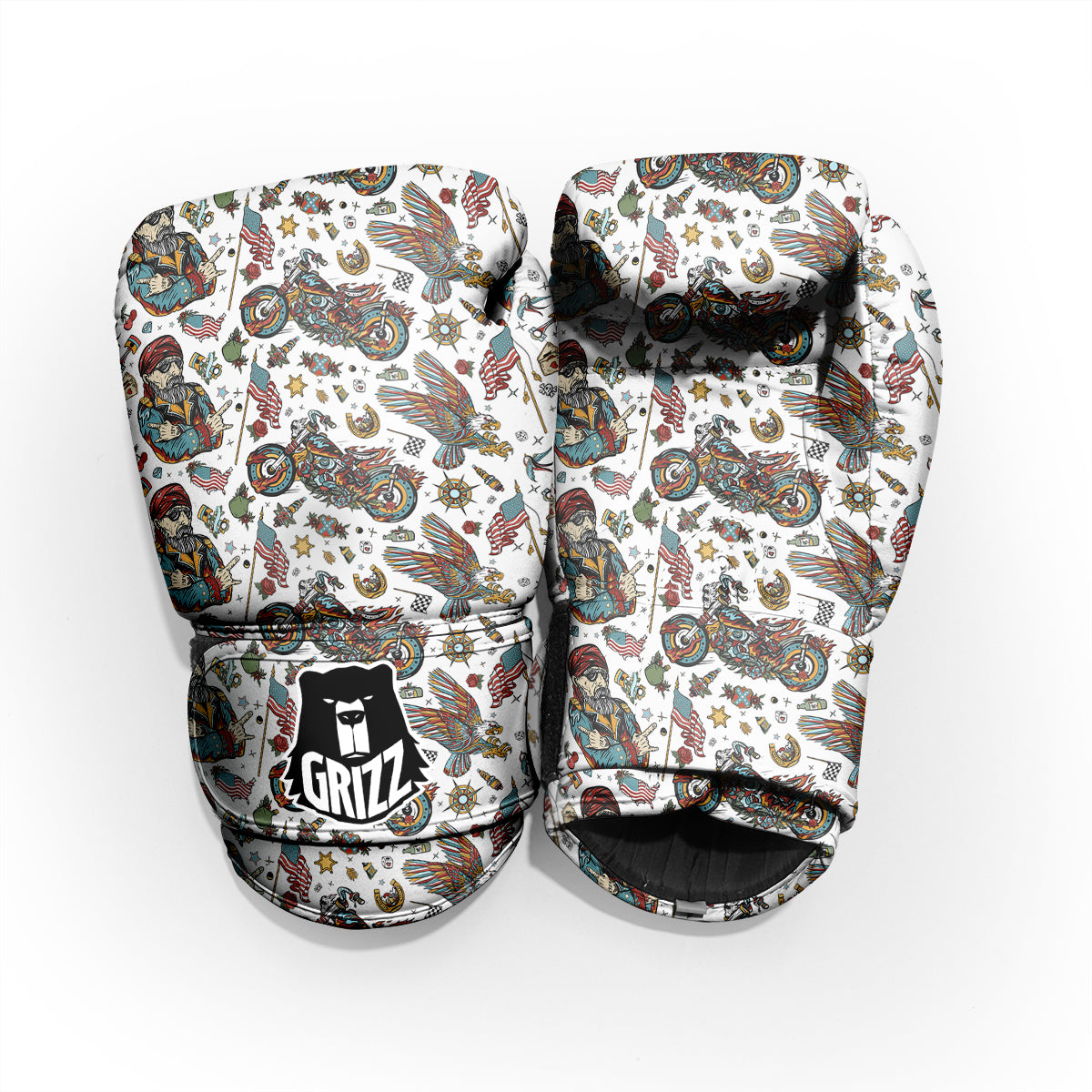 Bikers Old School Tattoo Print Pattern Pro Boxing Glove