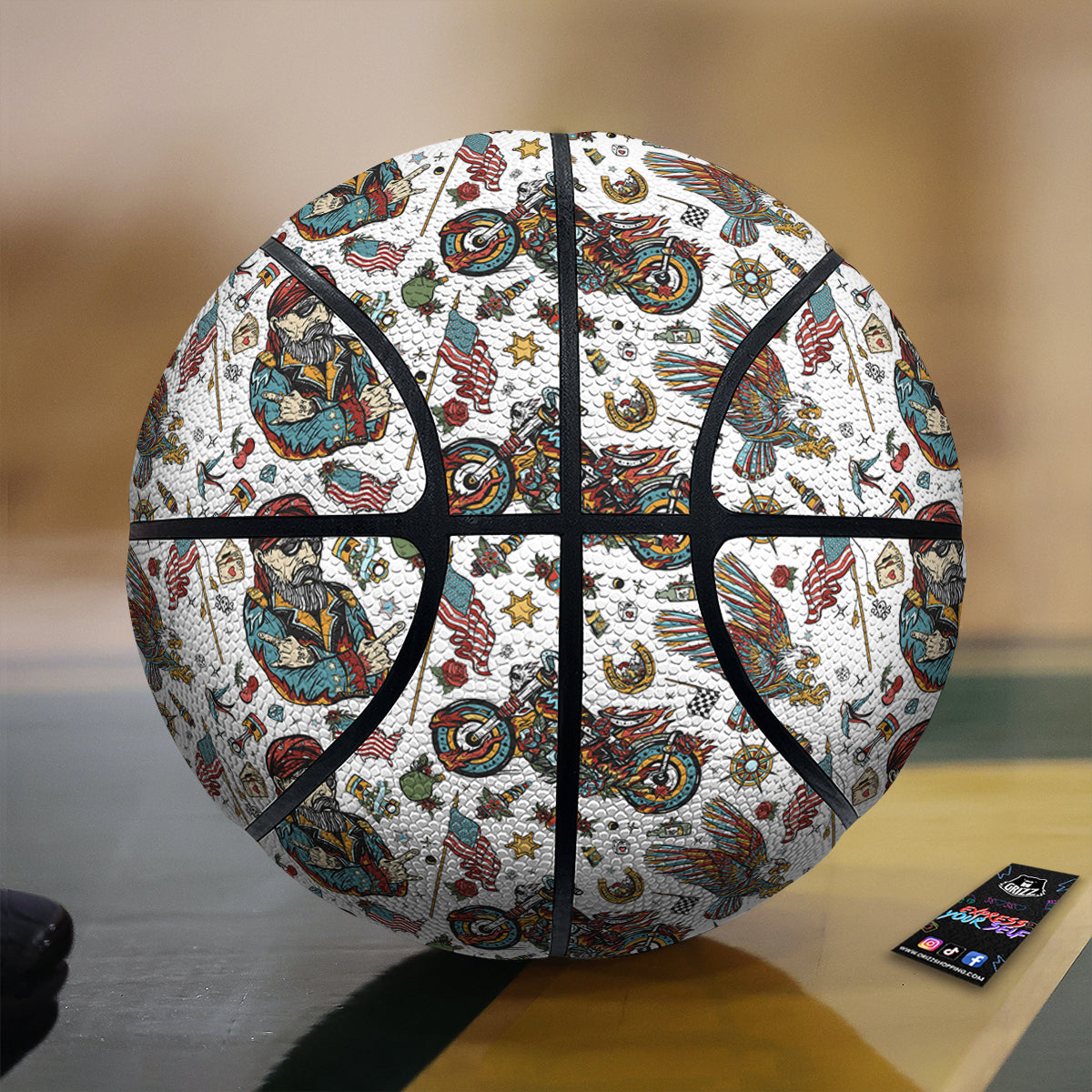 Bikers Old School Tattoo Print Pattern Basketball