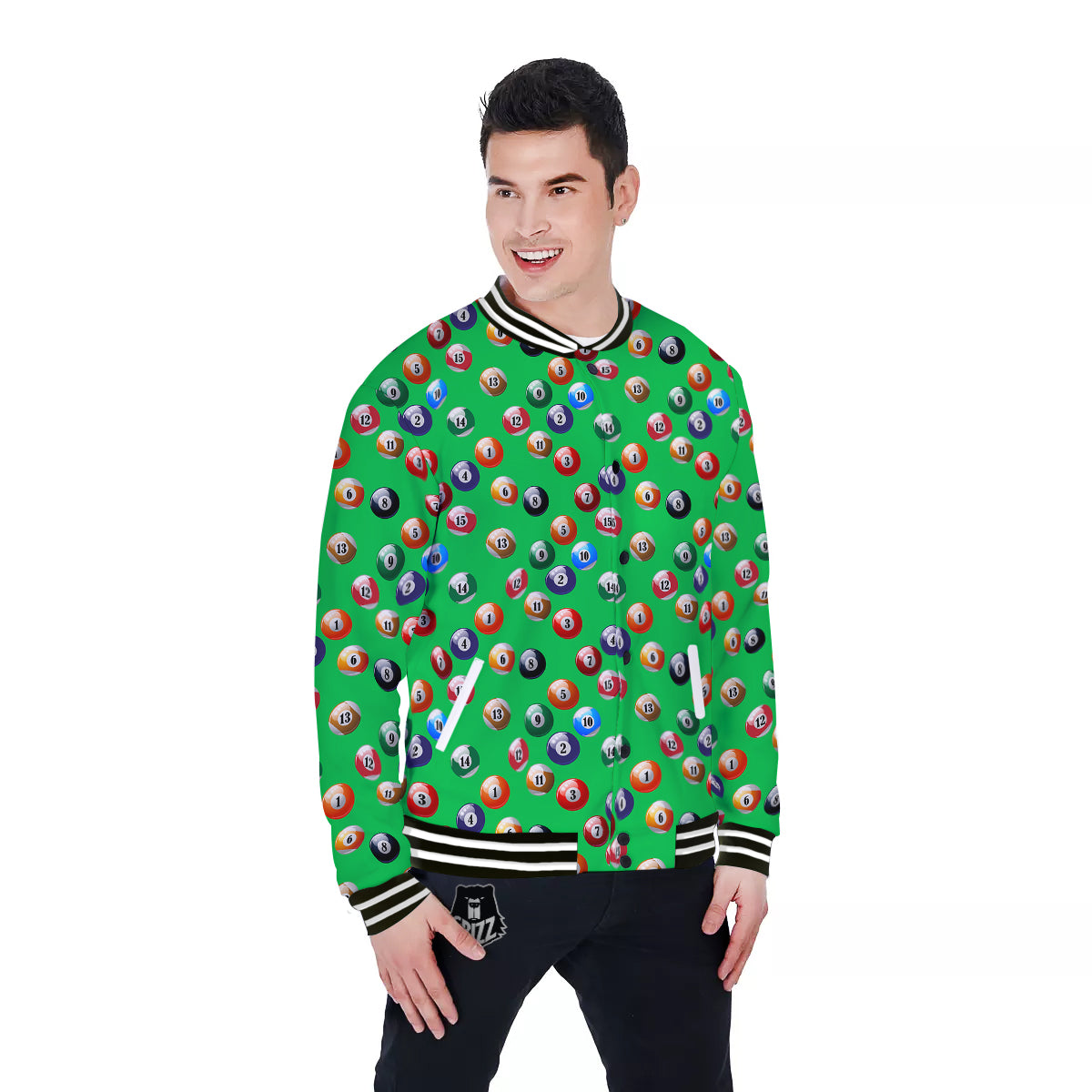 Billiard Ball Green Print Pattern Baseball Jacket-grizzshop