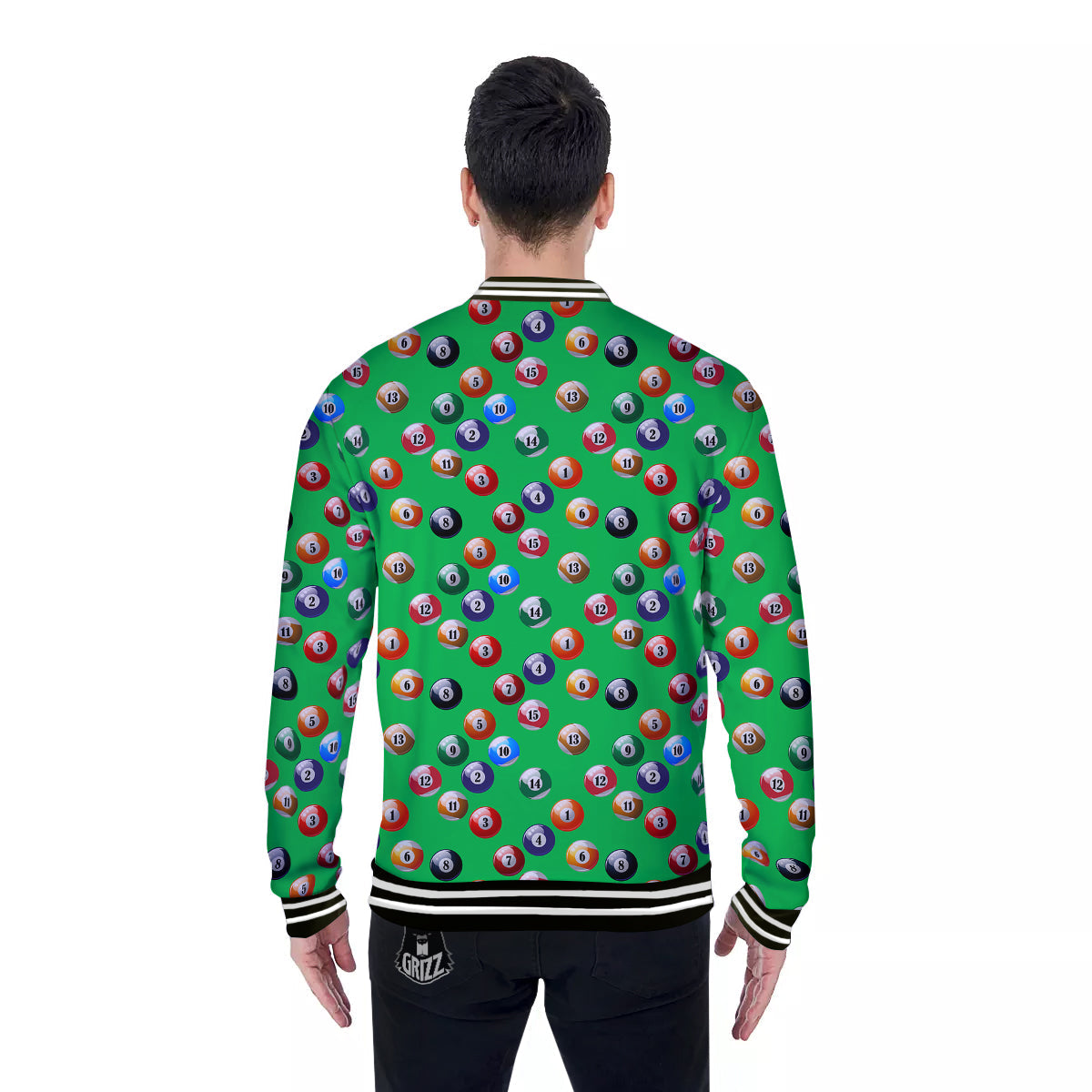 Billiard Ball Green Print Pattern Baseball Jacket-grizzshop