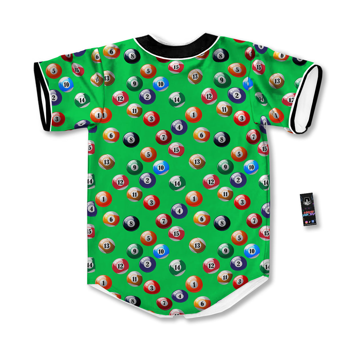 Billiard Ball Green Print Pattern Baseball Jersey-grizzshop