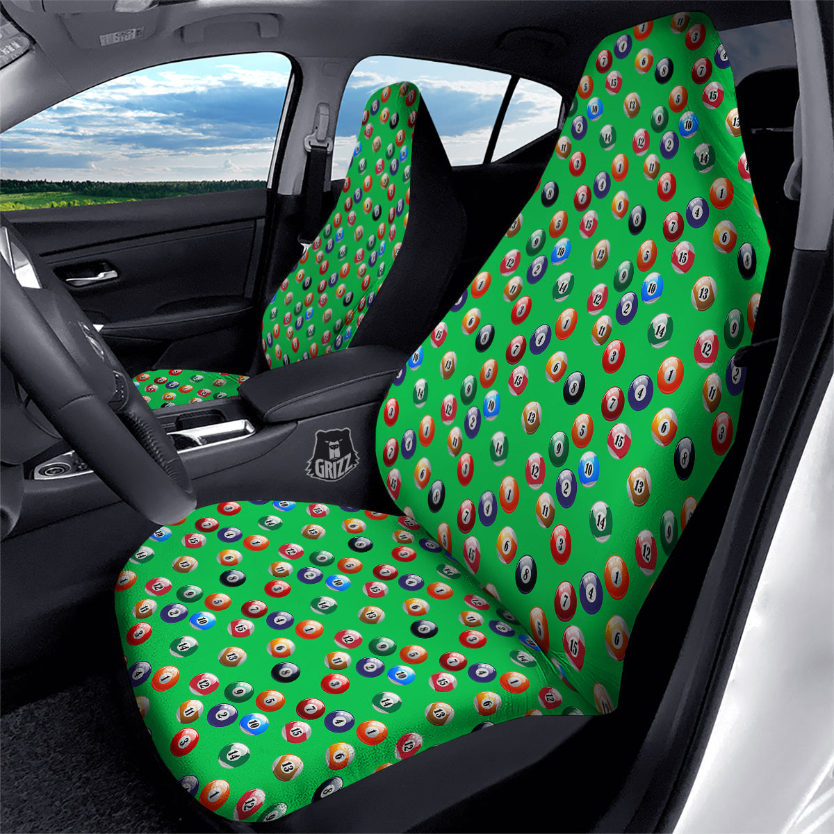 Billiard Ball Green Print Pattern Car Seat Covers-grizzshop