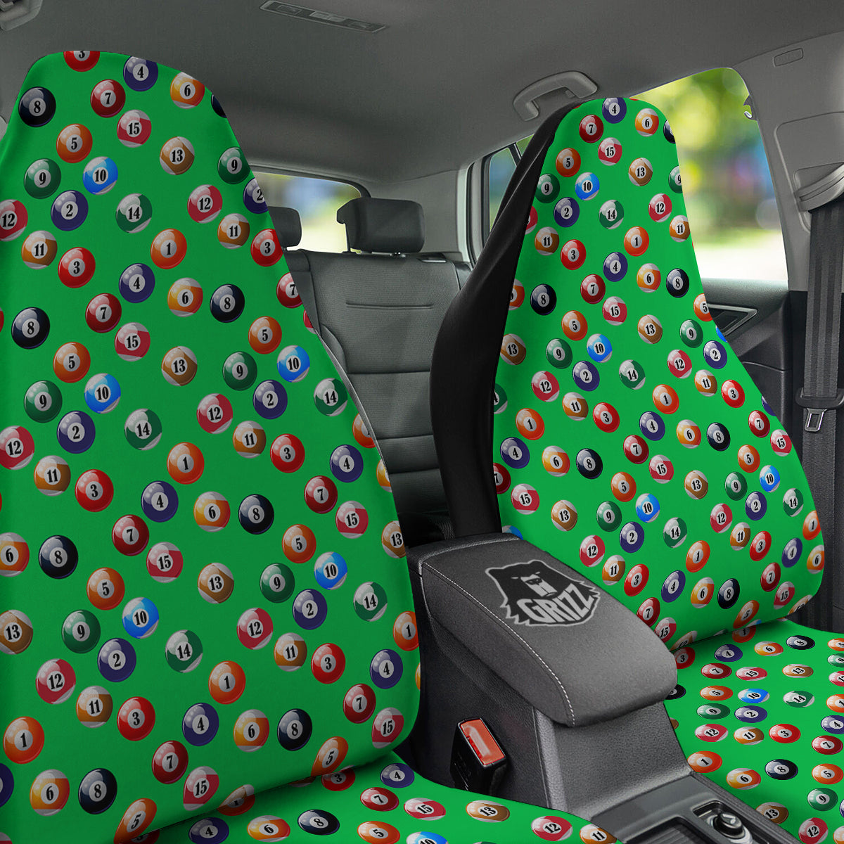 Billiard Ball Green Print Pattern Car Seat Covers-grizzshop