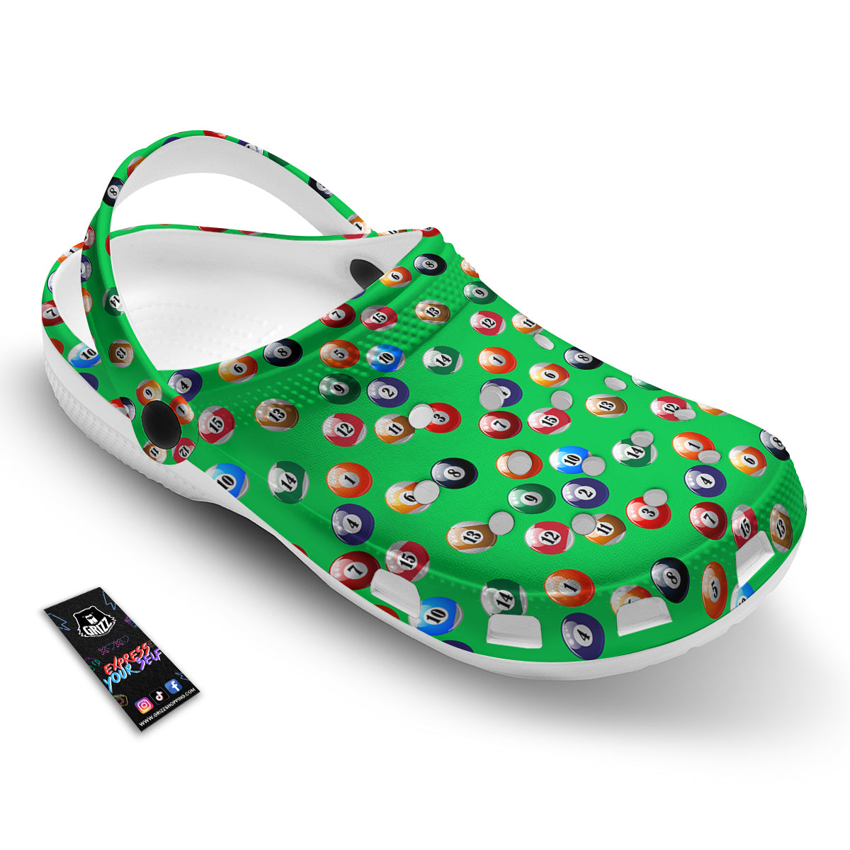 Billiard Ball Green Print Pattern Clog-grizzshop