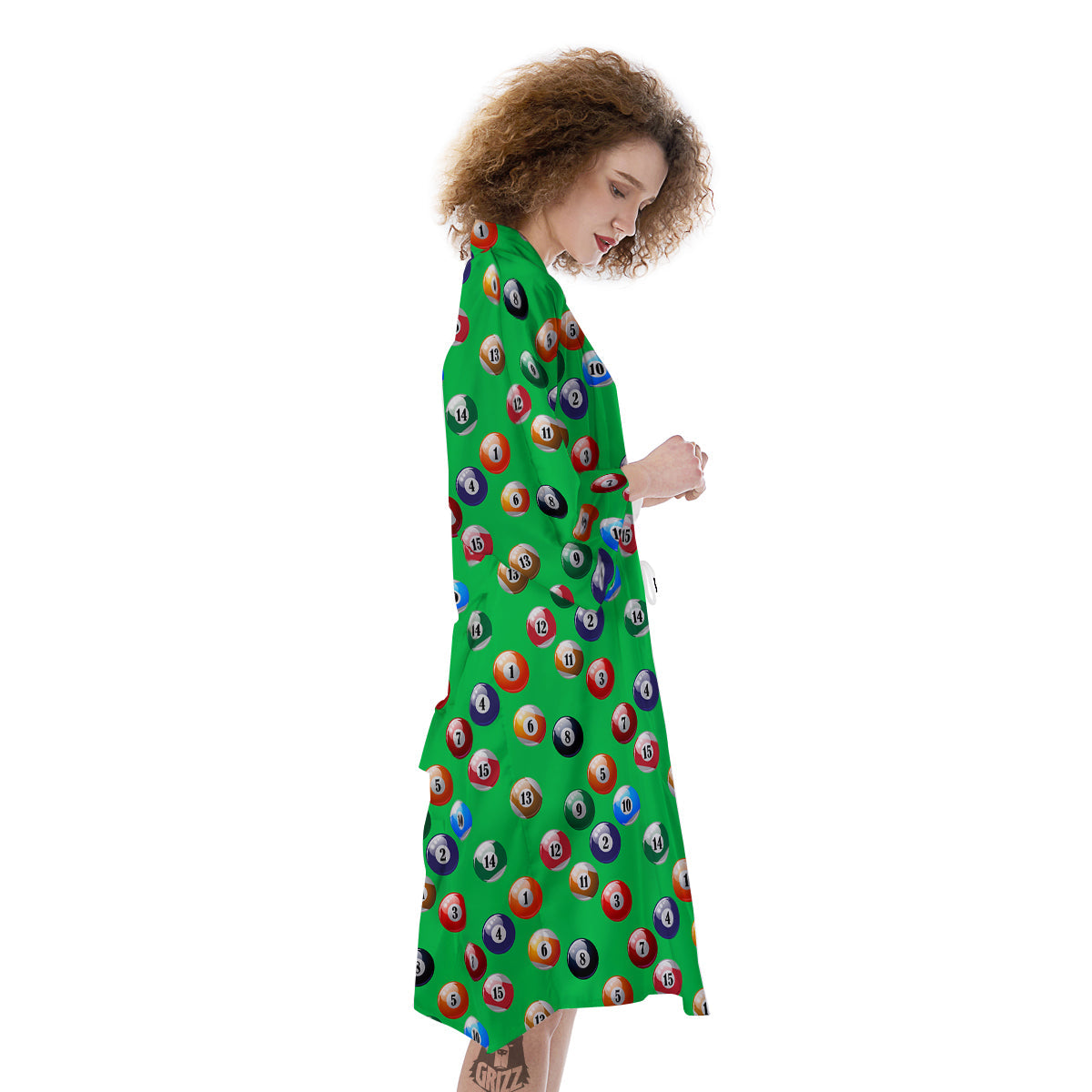 Billiard Ball Green Print Pattern Kimono-grizzshop