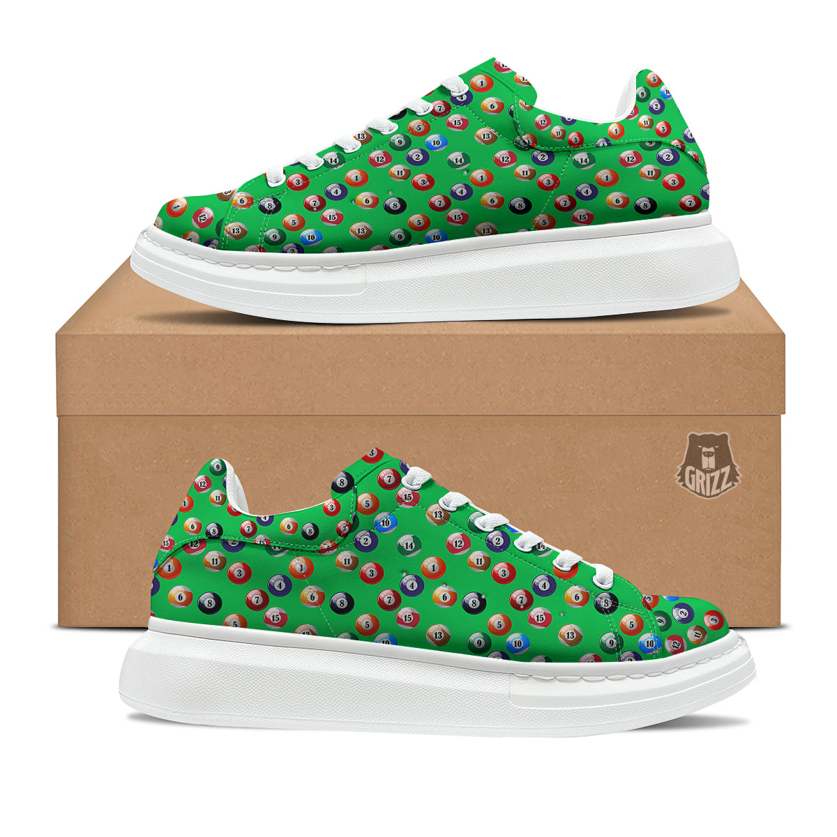 Billiard Ball Green Print Pattern Platform Shoes-grizzshop