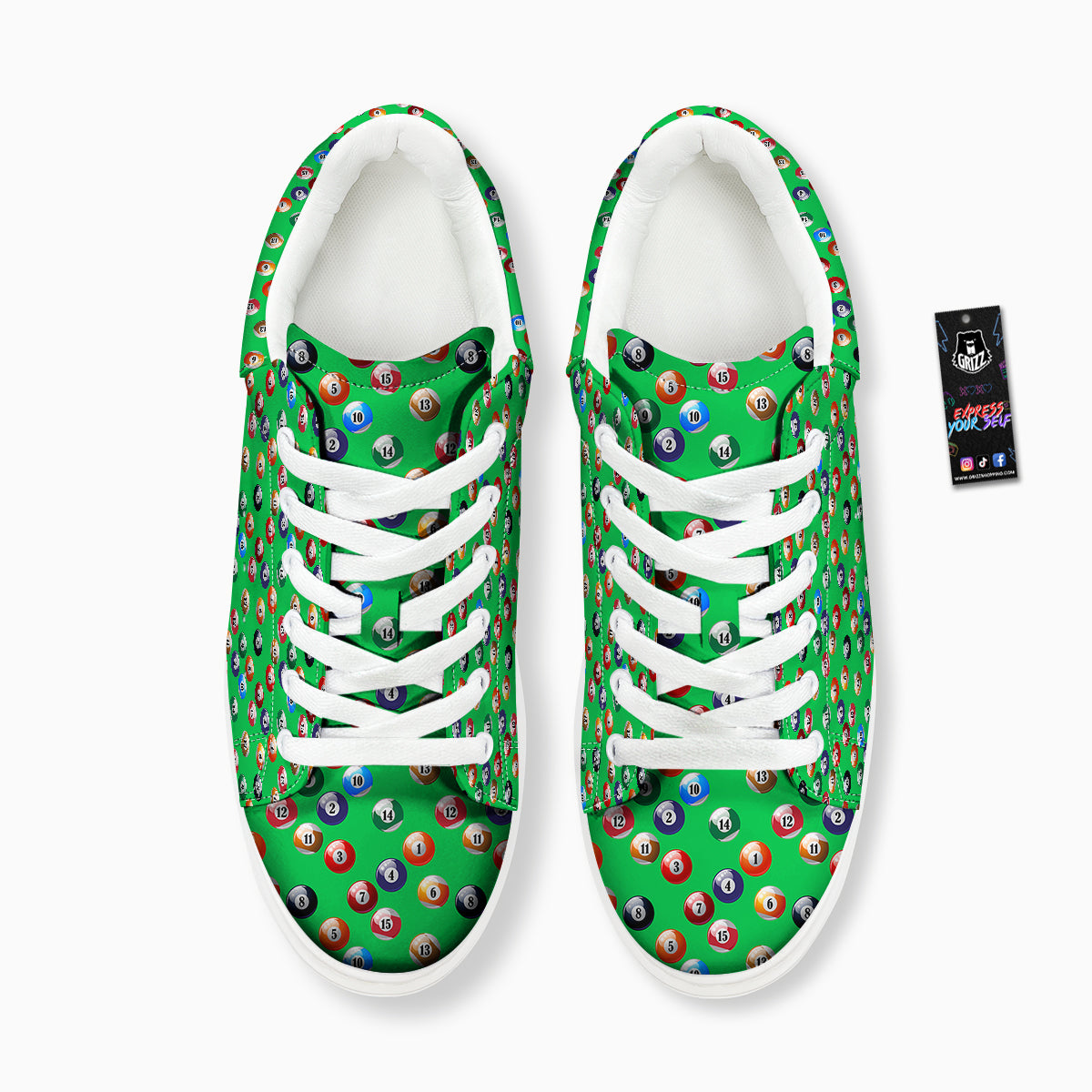 Billiard Ball Green Print Pattern Platform Shoes-grizzshop
