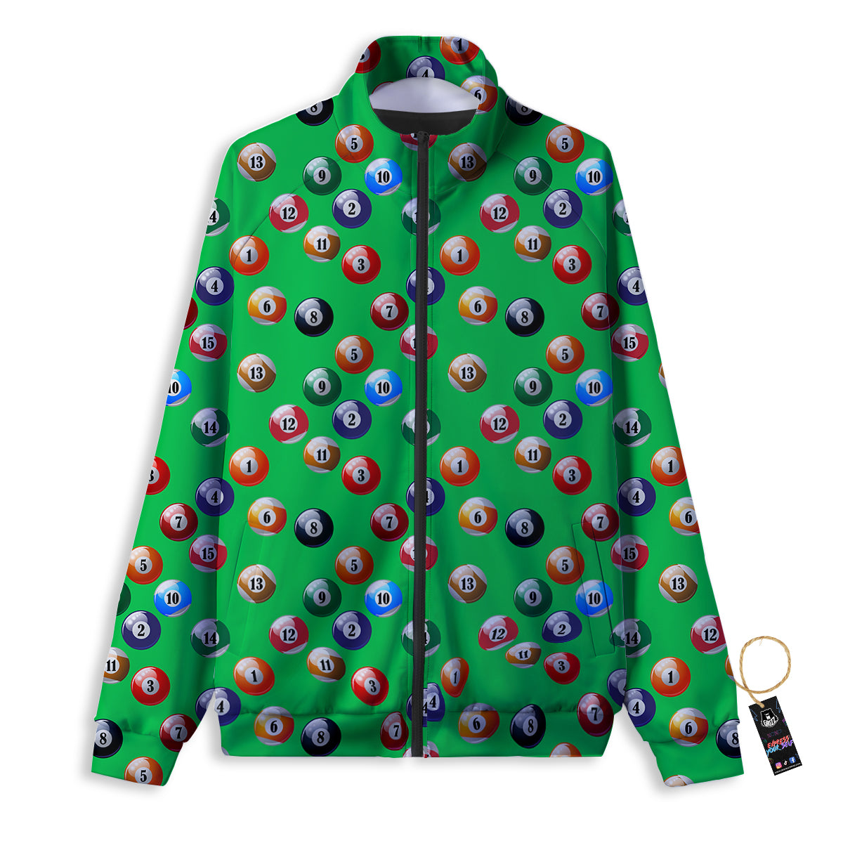 Billiard Ball Green Print Pattern Track Jacket-grizzshop