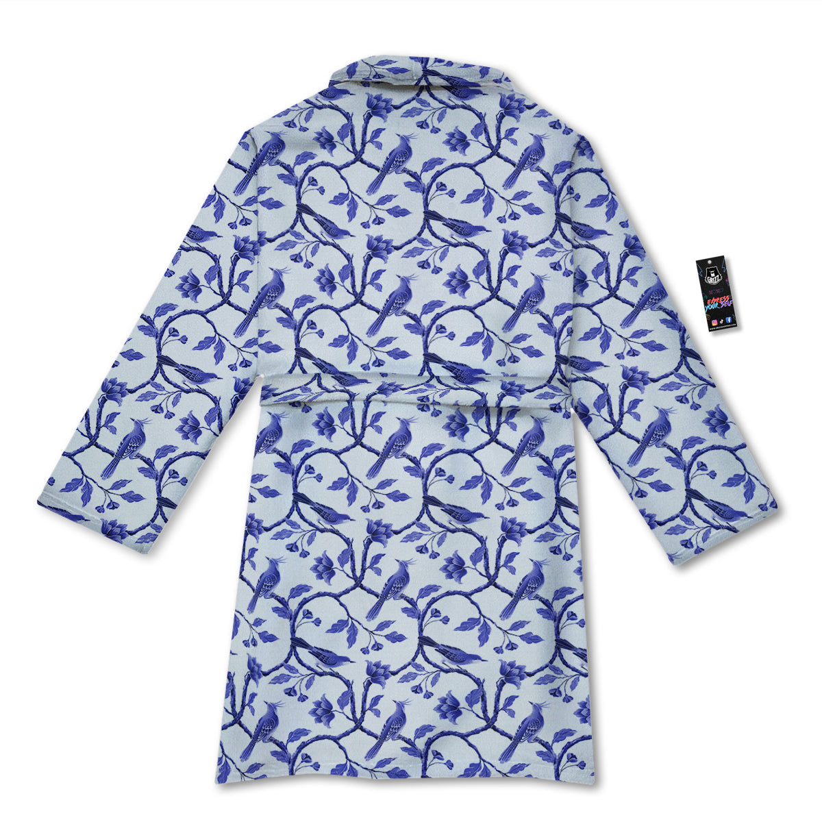 Bird Chinoiserie Print Pattern Bathrobe-grizzshop