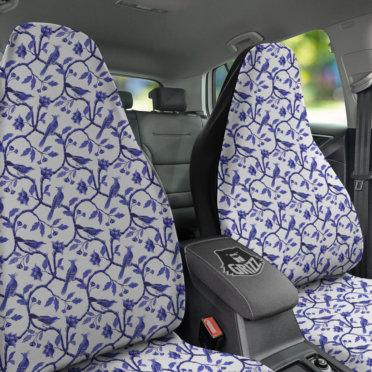 Bird Chinoiserie Print Pattern Car Seat Covers-grizzshop