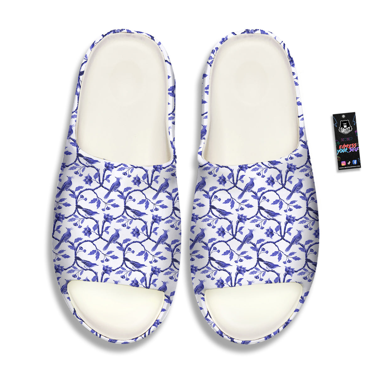 Bird Chinoiserie Print Pattern Sandals-grizzshop