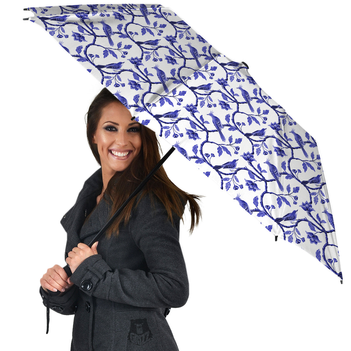 Bird Chinoiserie Print Pattern Umbrella-grizzshop