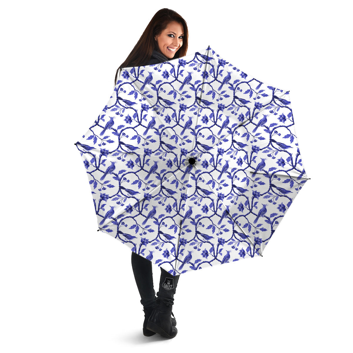 Bird Chinoiserie Print Pattern Umbrella-grizzshop