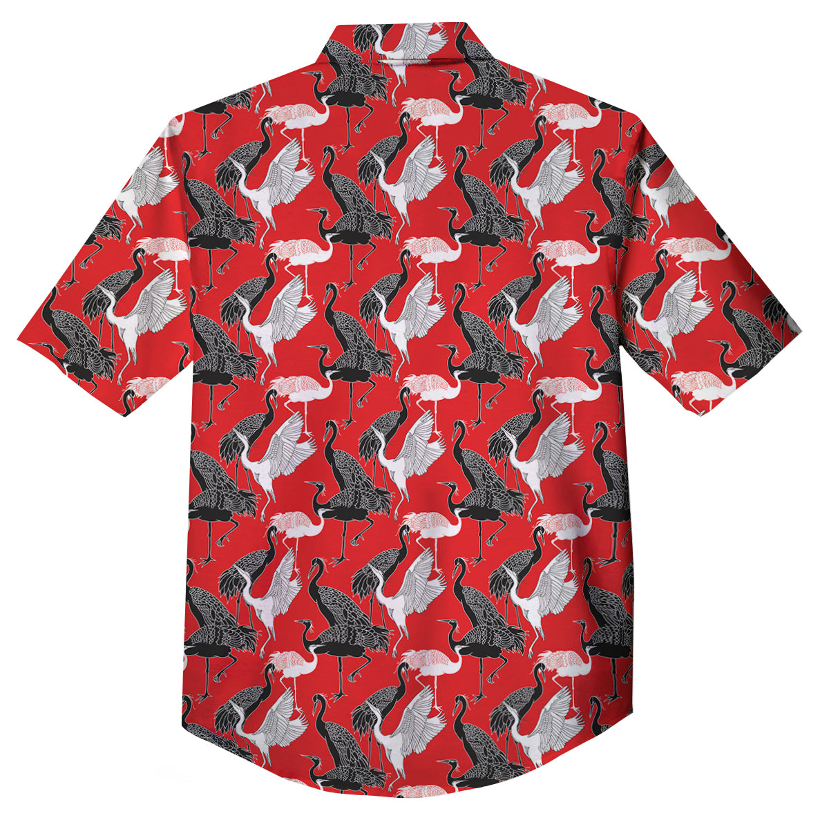 Bird Crane Print Pattern Button Up Shirt-grizzshop