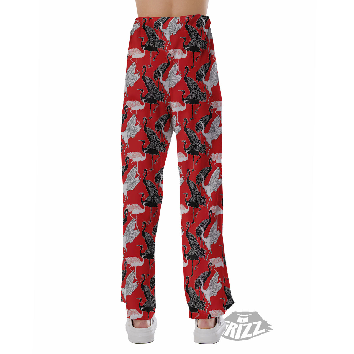 Bird Crane Print Pattern Pajama Pants-grizzshop