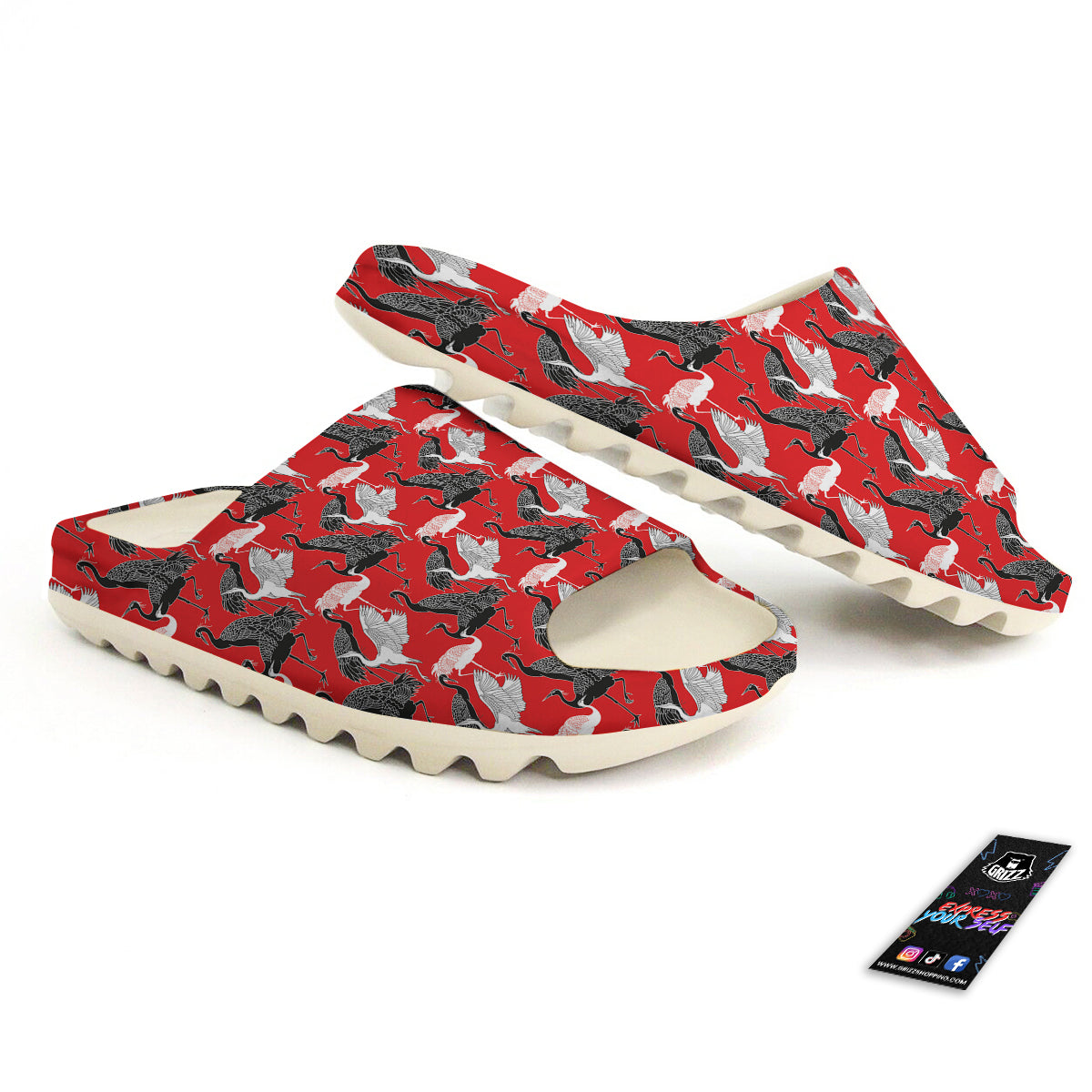 Bird Crane Print Pattern Sandals-grizzshop