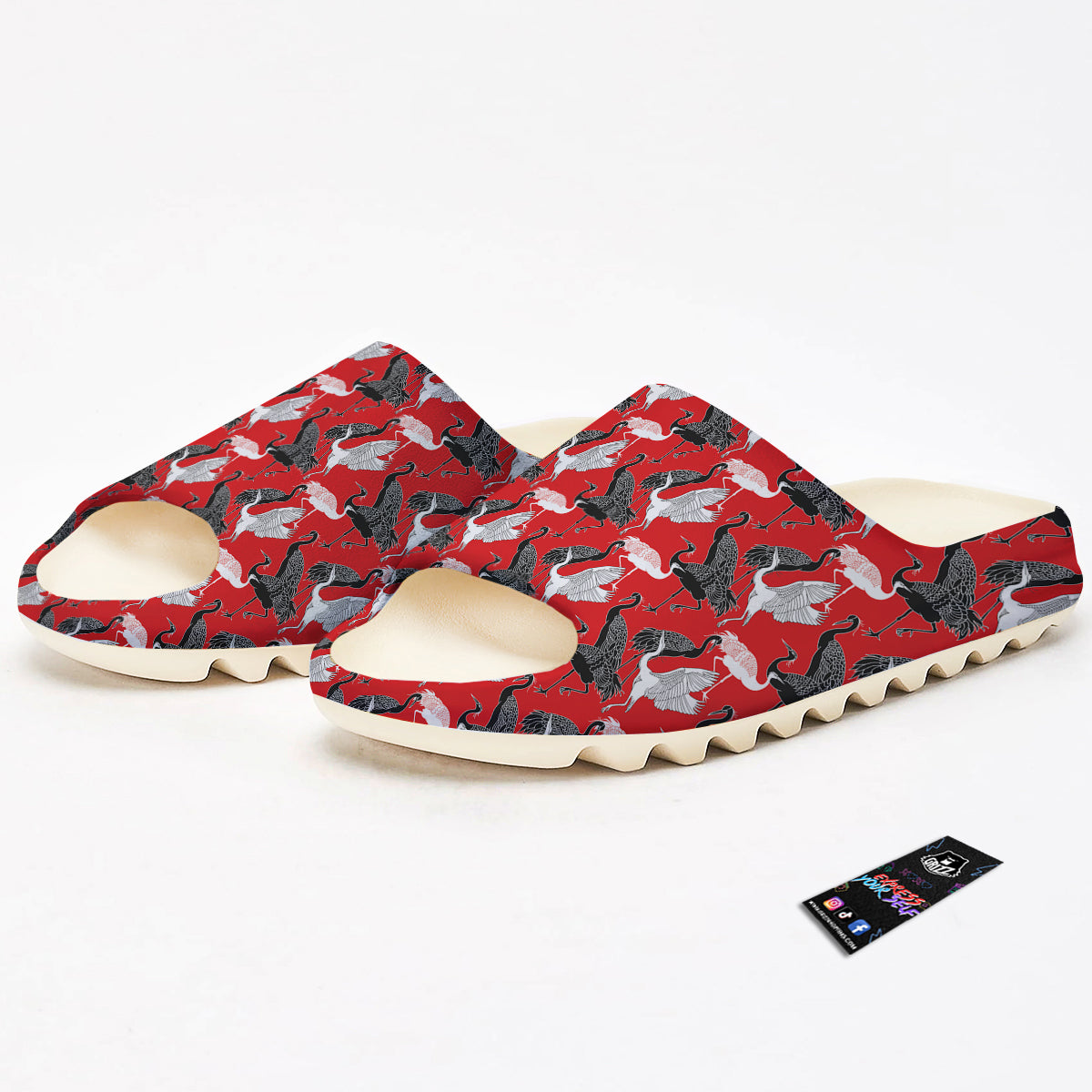 Bird Crane Print Pattern Sandals-grizzshop