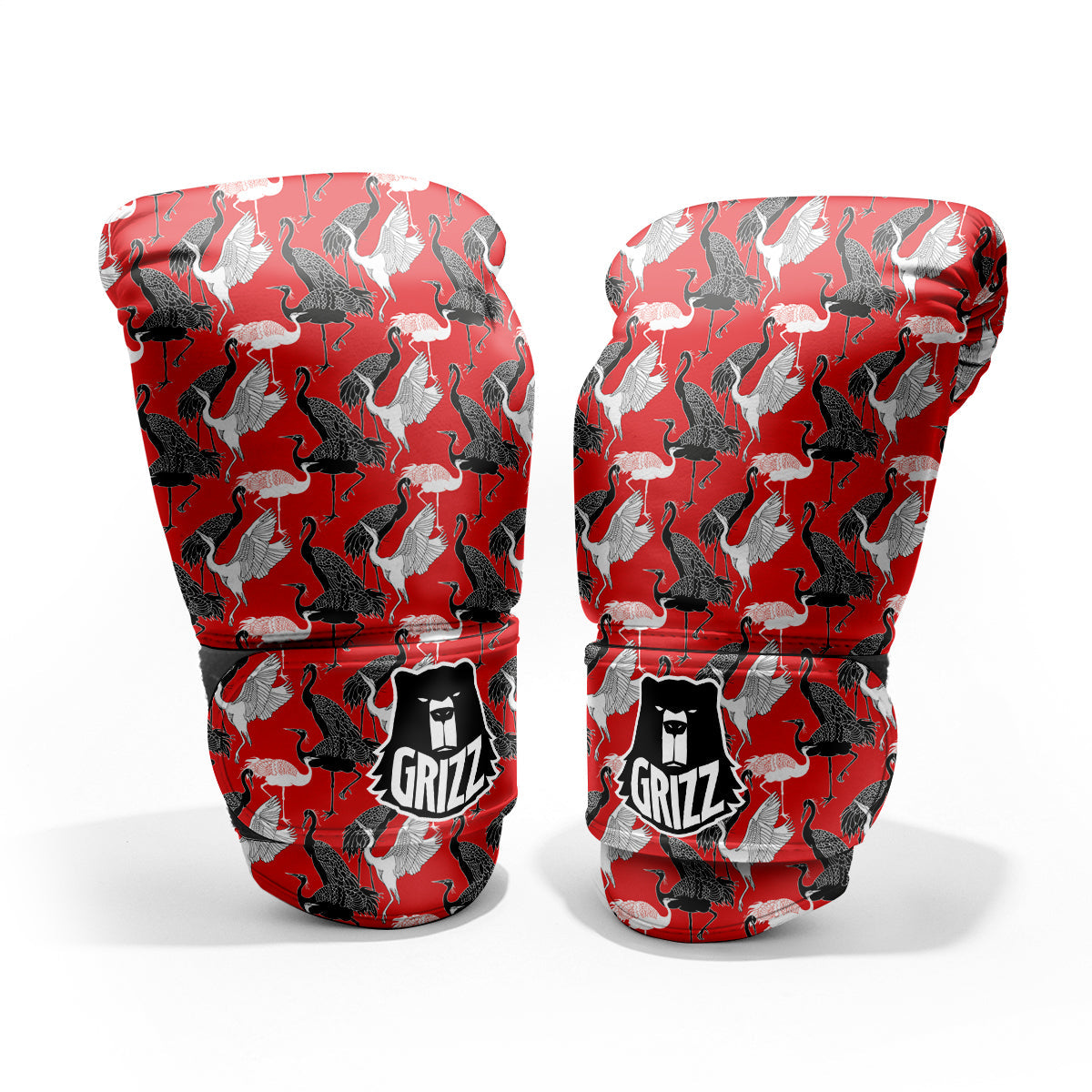 Bird Crane Print Pattern Sparring Gloves-grizzshop