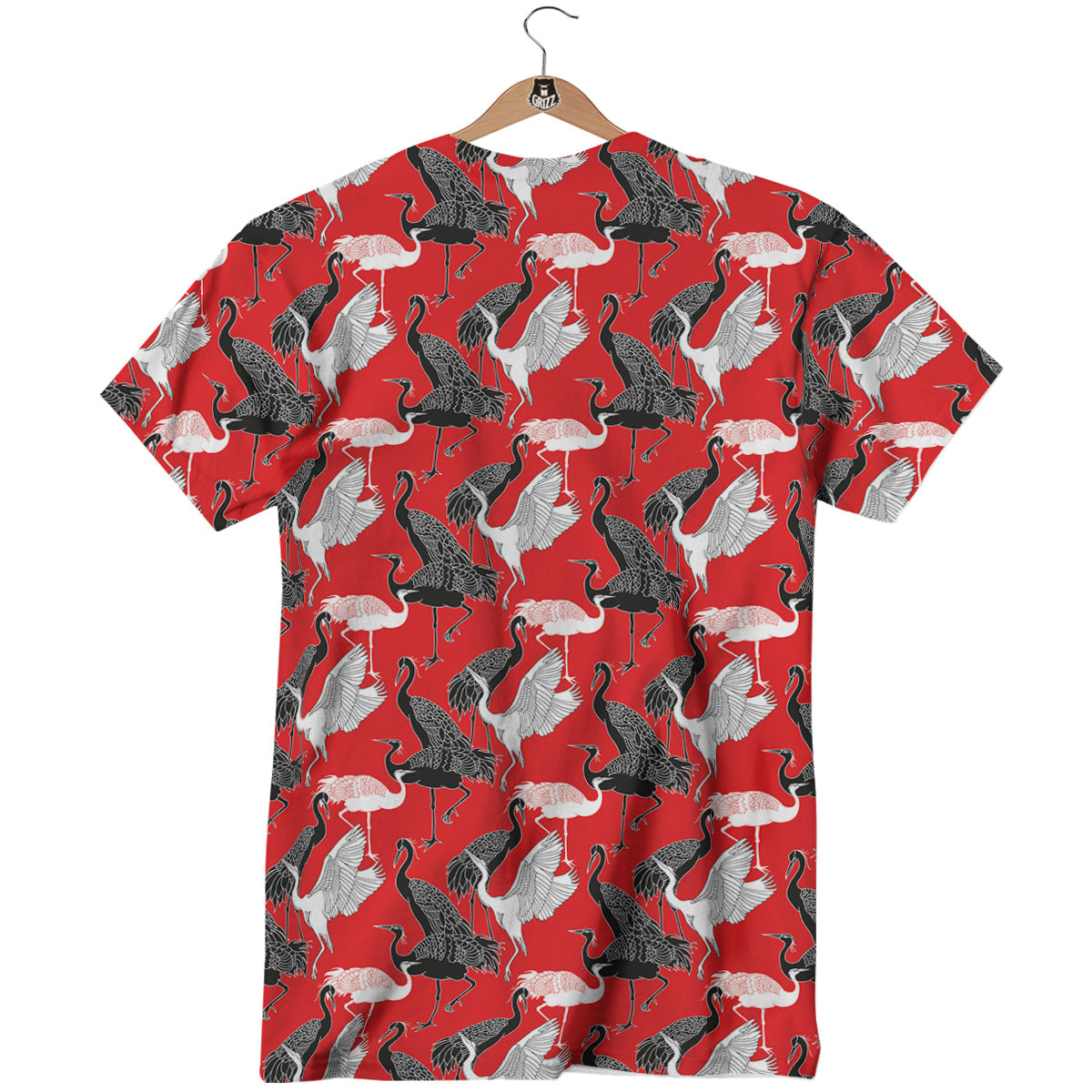 Bird Crane Print Pattern T-Shirt-grizzshop