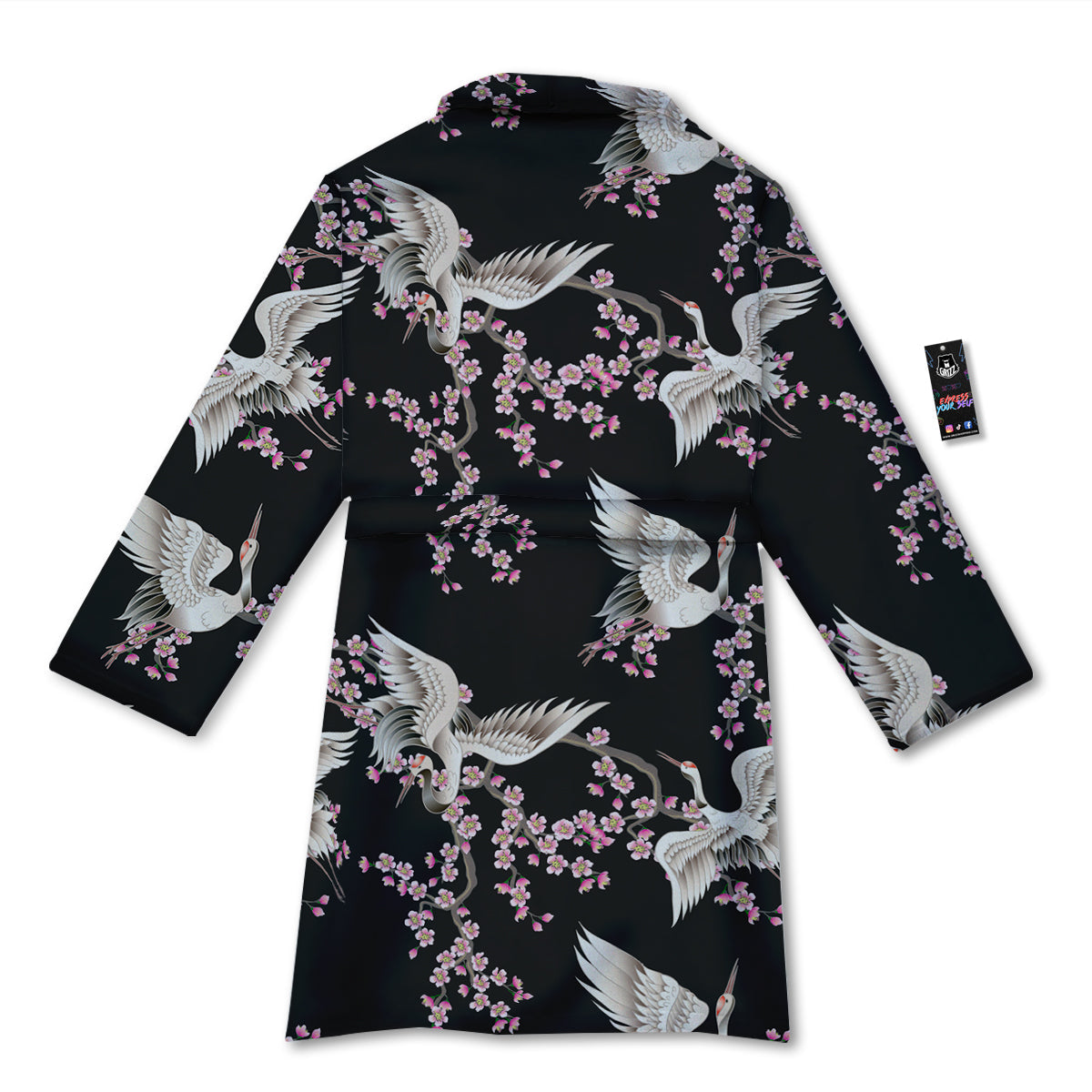 Bird Crane Watercolor Print Pattern Bathrobe-grizzshop