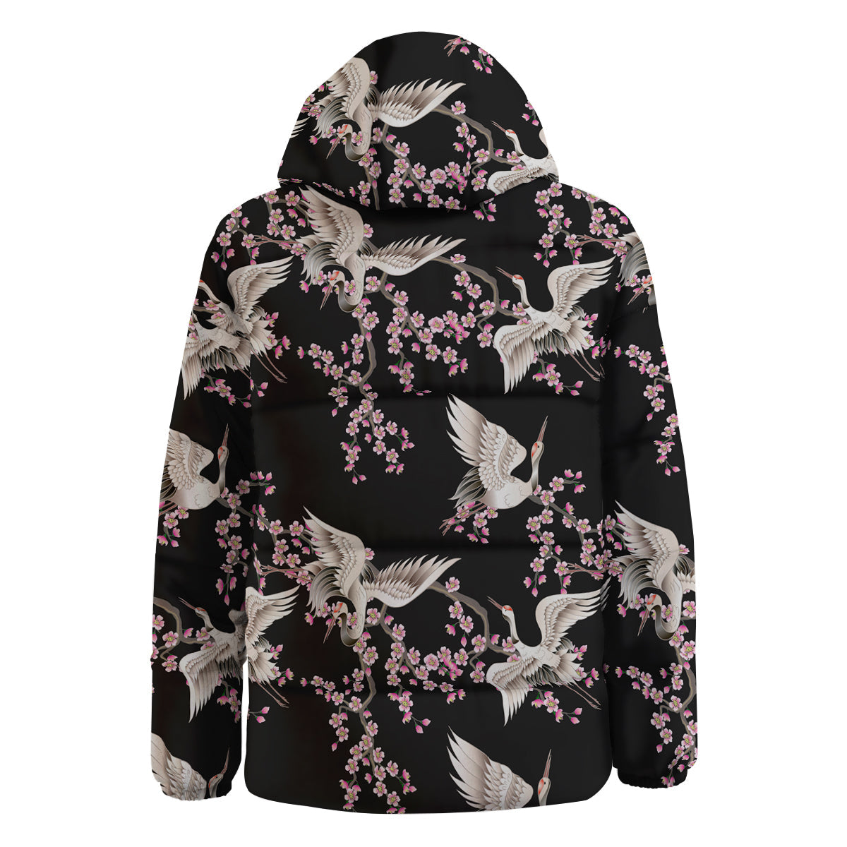 Bird Crane Watercolor Print Pattern Down Jacket-grizzshop