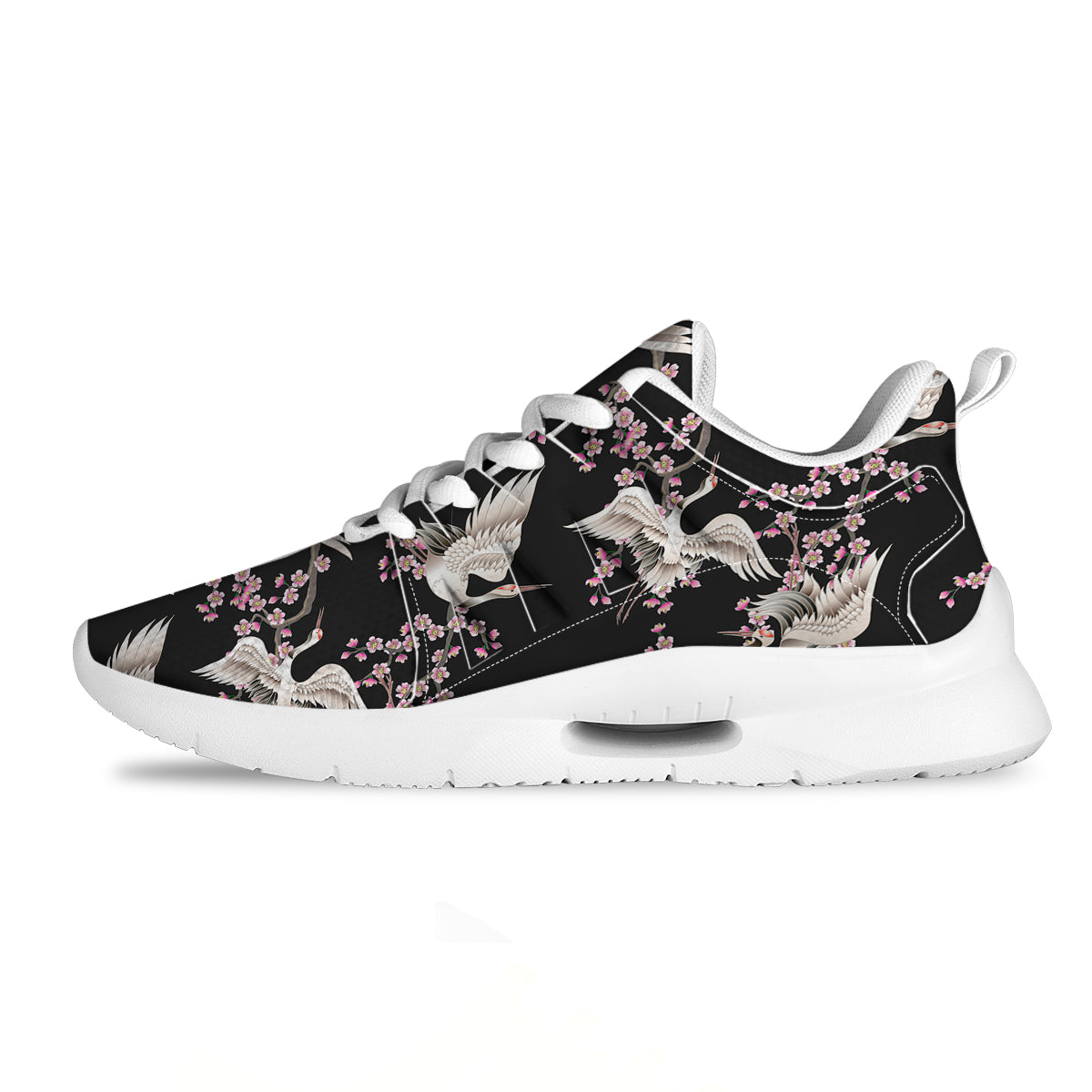 Bird Crane Watercolor Print Pattern Tennis Shoes-grizzshop