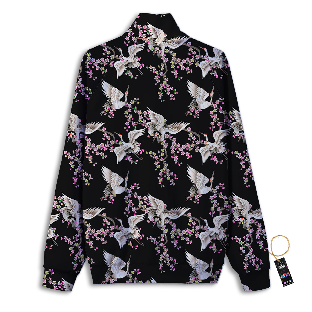 Bird Crane Watercolor Print Pattern Track Jacket-grizzshop