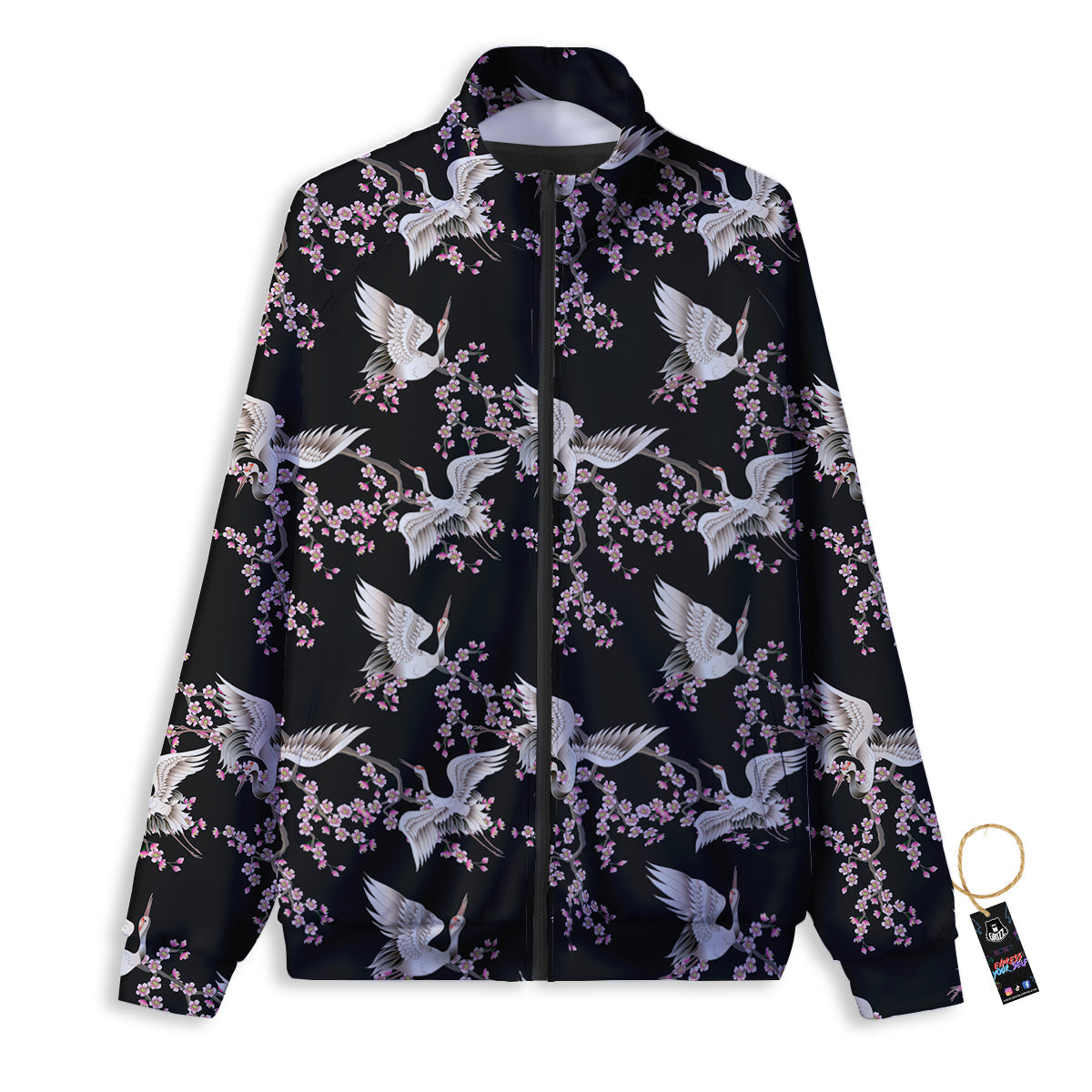 Bird Crane Watercolor Print Pattern Track Jacket-grizzshop