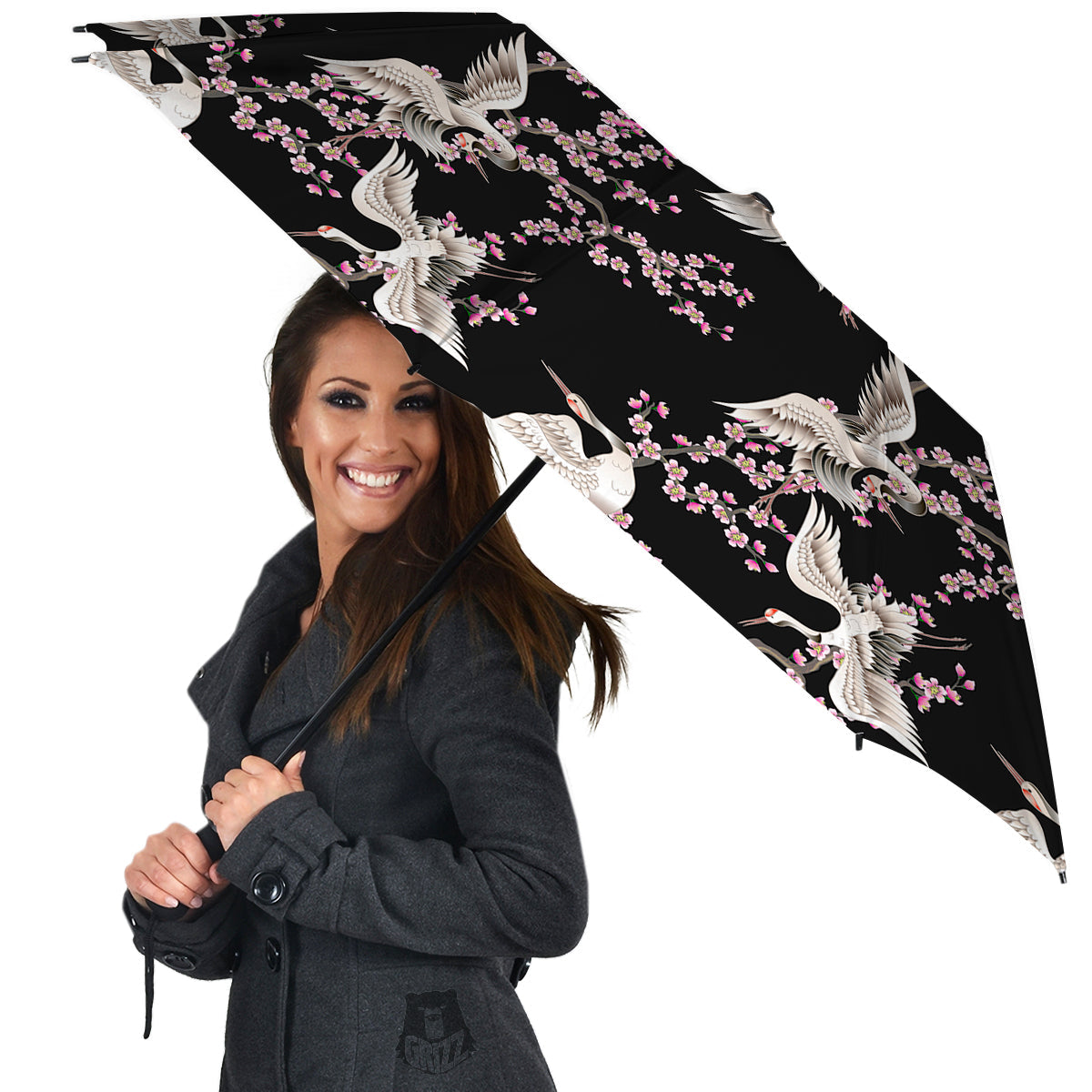 Bird Crane Watercolor Print Pattern Umbrella-grizzshop