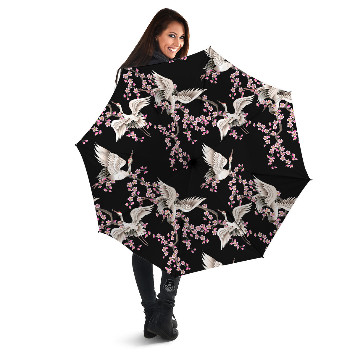 Bird Crane Watercolor Print Pattern Umbrella-grizzshop