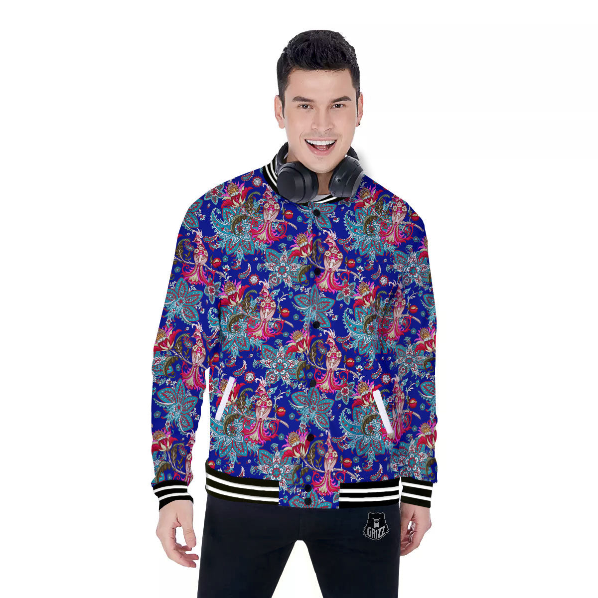 Bird Of Paradise Ethnic Print Pattern Baseball Jacket-grizzshop