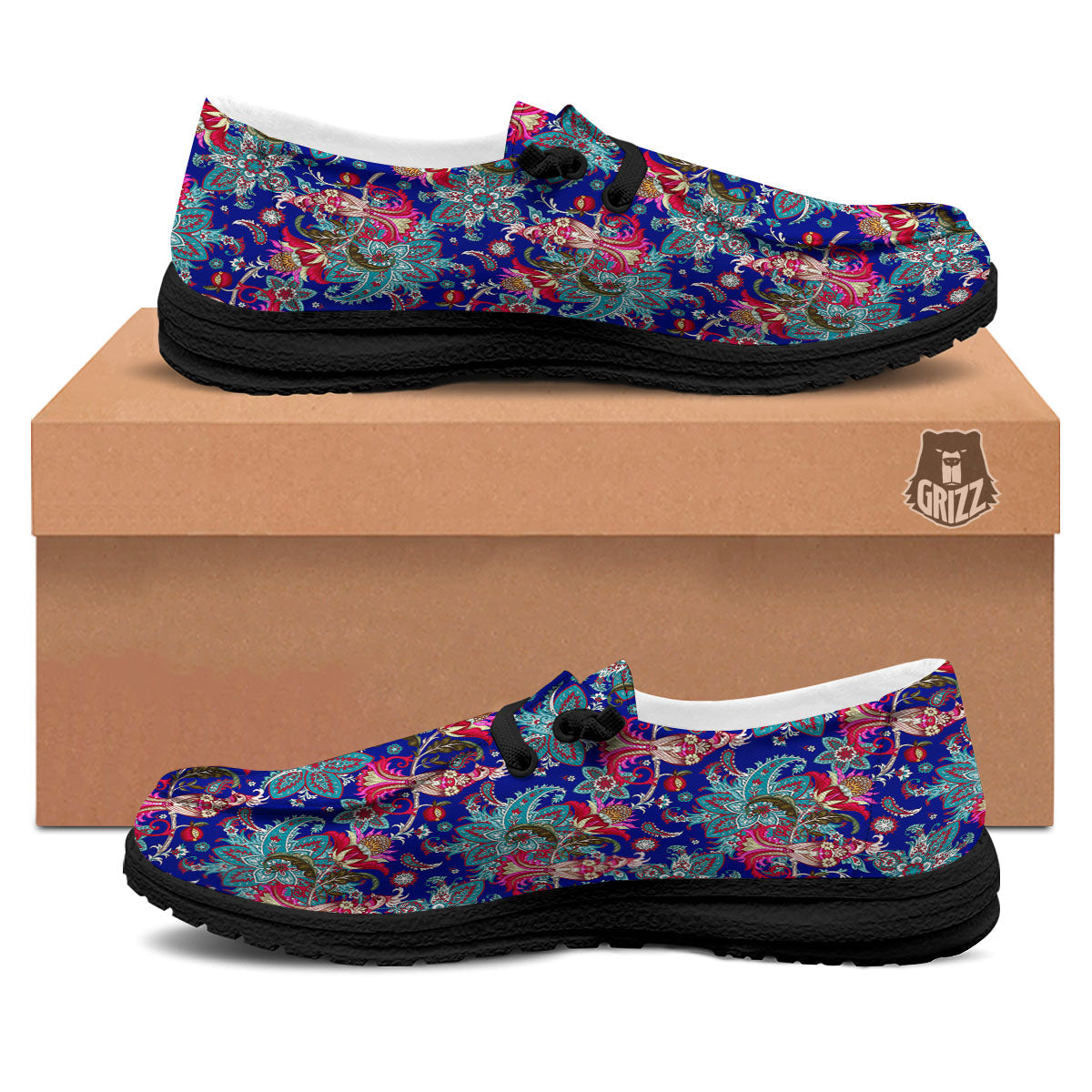 Bird Of Paradise Ethnic Print Pattern Black Loafers-grizzshop