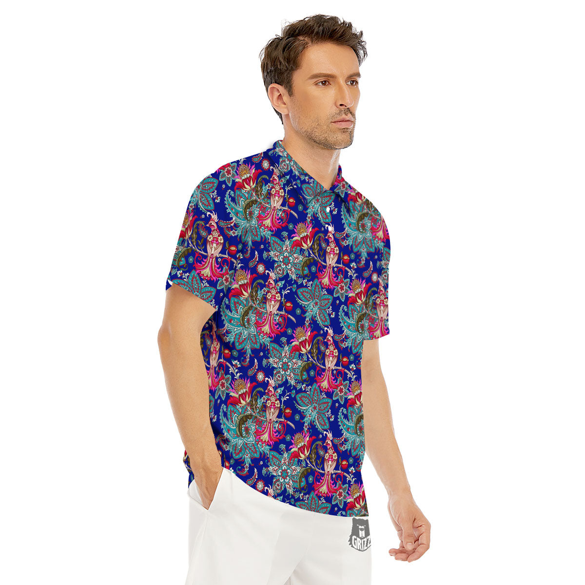 Bird Of Paradise Ethnic Print Pattern Men's Golf Shirts-grizzshop