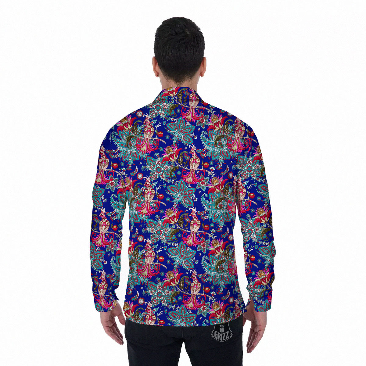 Bird Of Paradise Ethnic Print Pattern Men's Long Sleeve Shirts-grizzshop