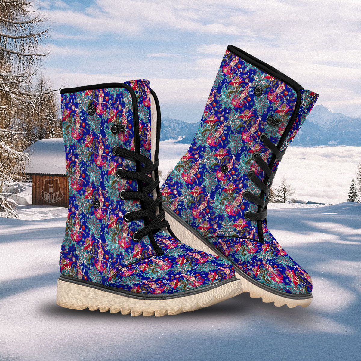Bird Of Paradise Ethnic Print Pattern Snow Boots-grizzshop