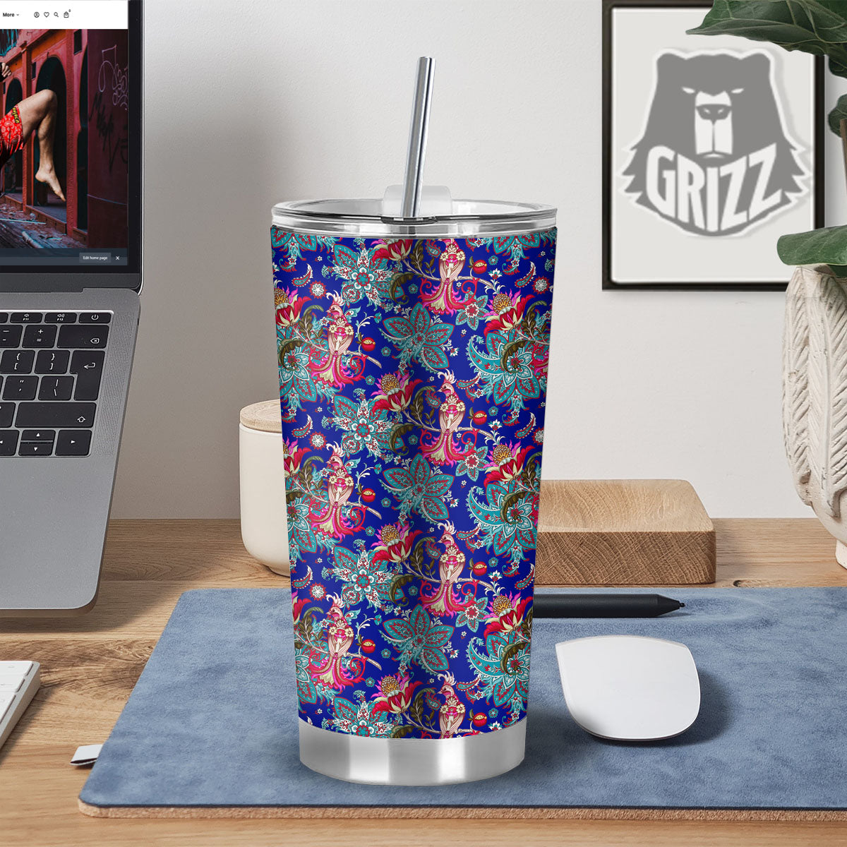Bird Of Paradise Ethnic Print Pattern Tumbler-grizzshop