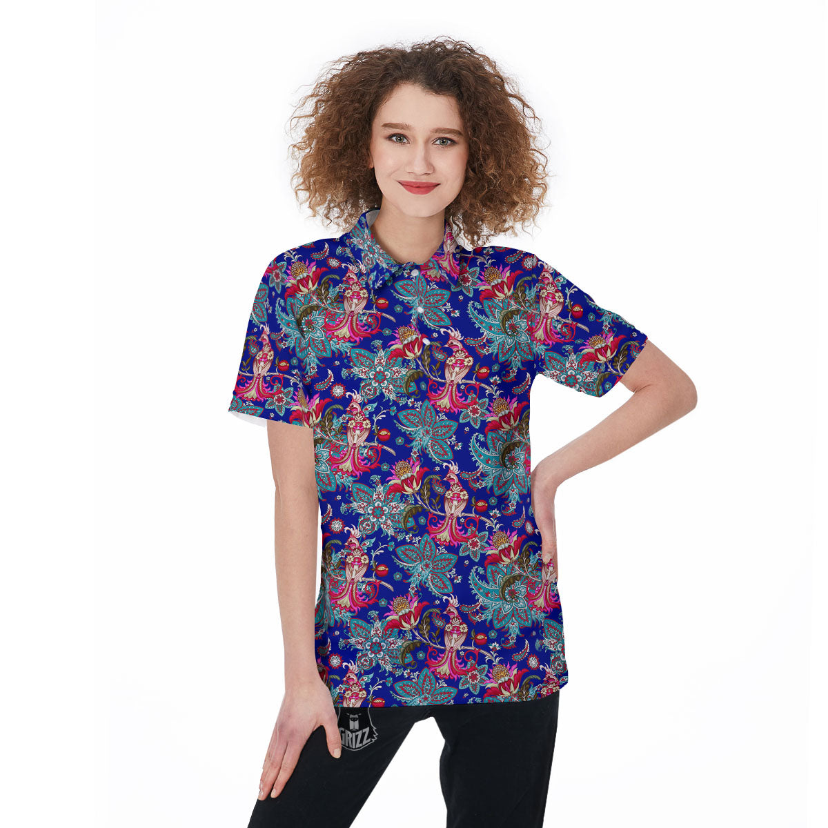 Bird Of Paradise Ethnic Print Pattern Women's Golf Shirts-grizzshop