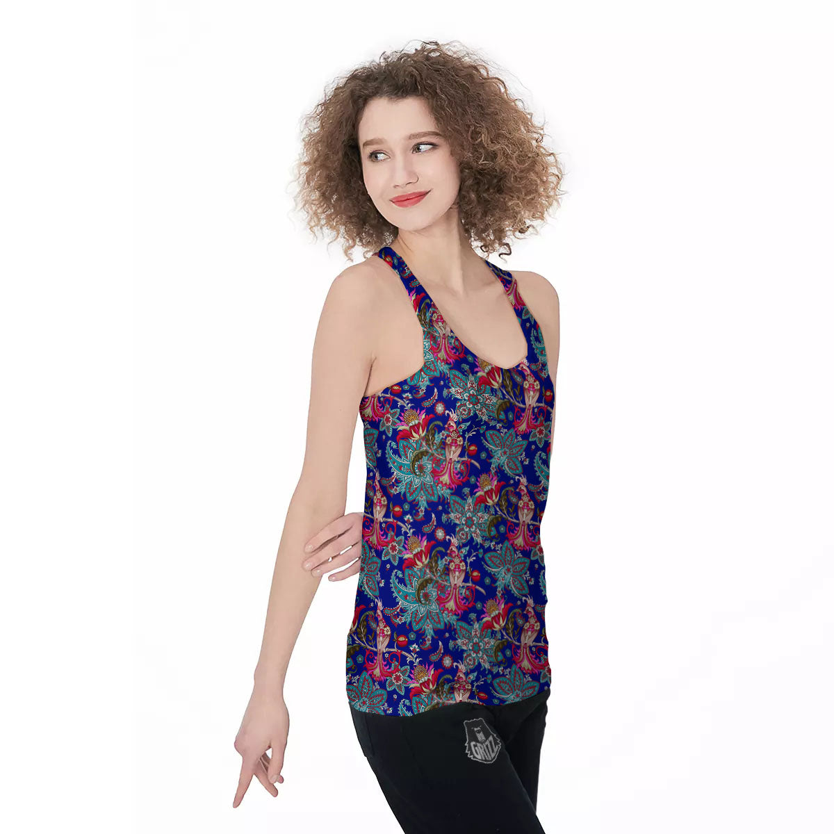 Bird Of Paradise Ethnic Print Pattern Women's Racerback Tank Top-grizzshop