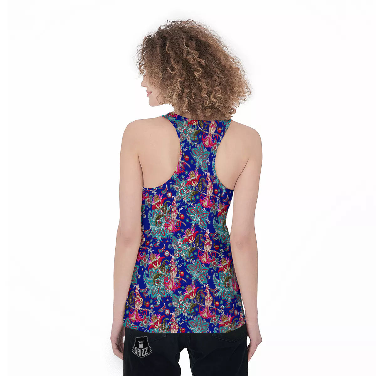 Bird Of Paradise Ethnic Print Pattern Women's Racerback Tank Top-grizzshop
