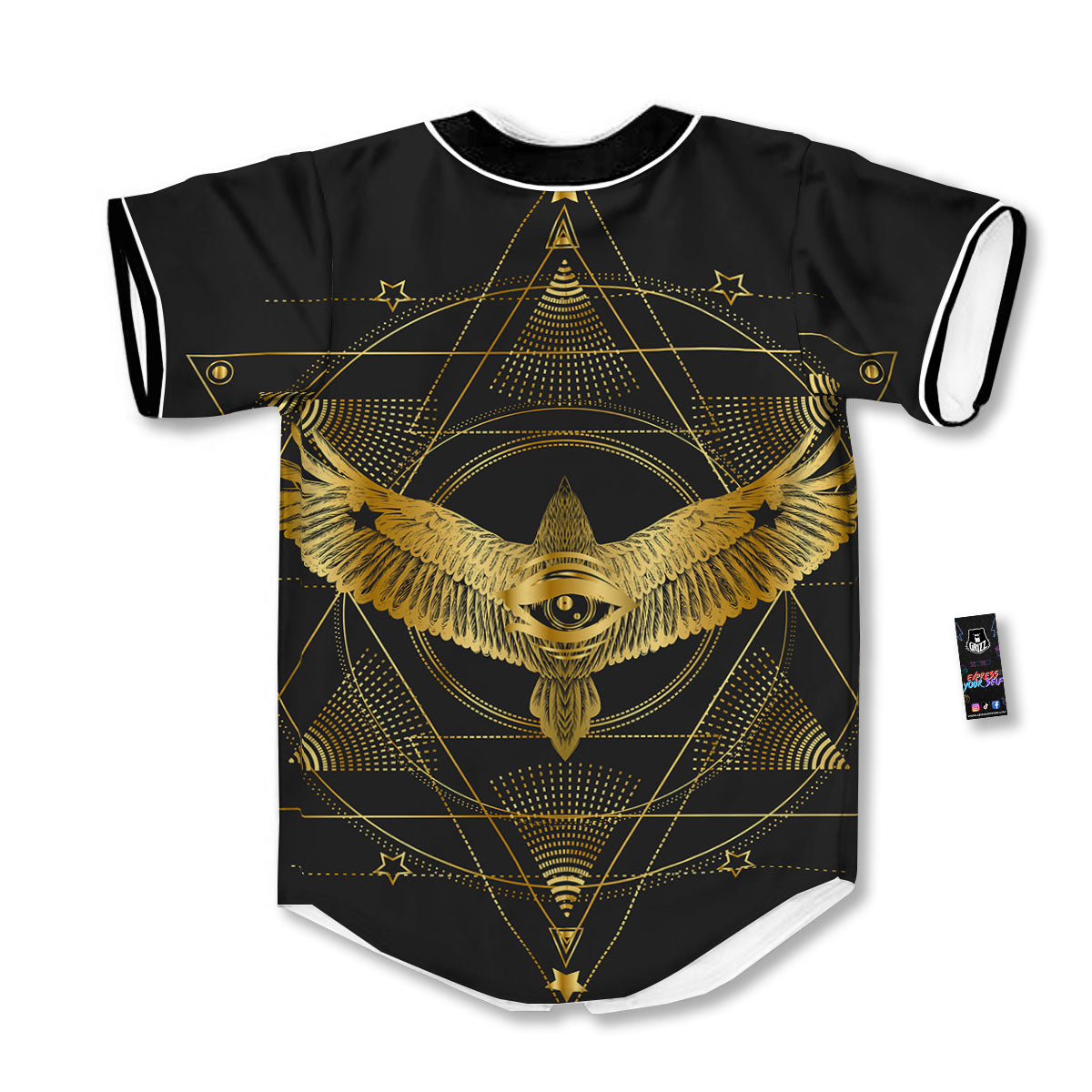 Bird Spiritual Golden Print Baseball Jersey-grizzshop