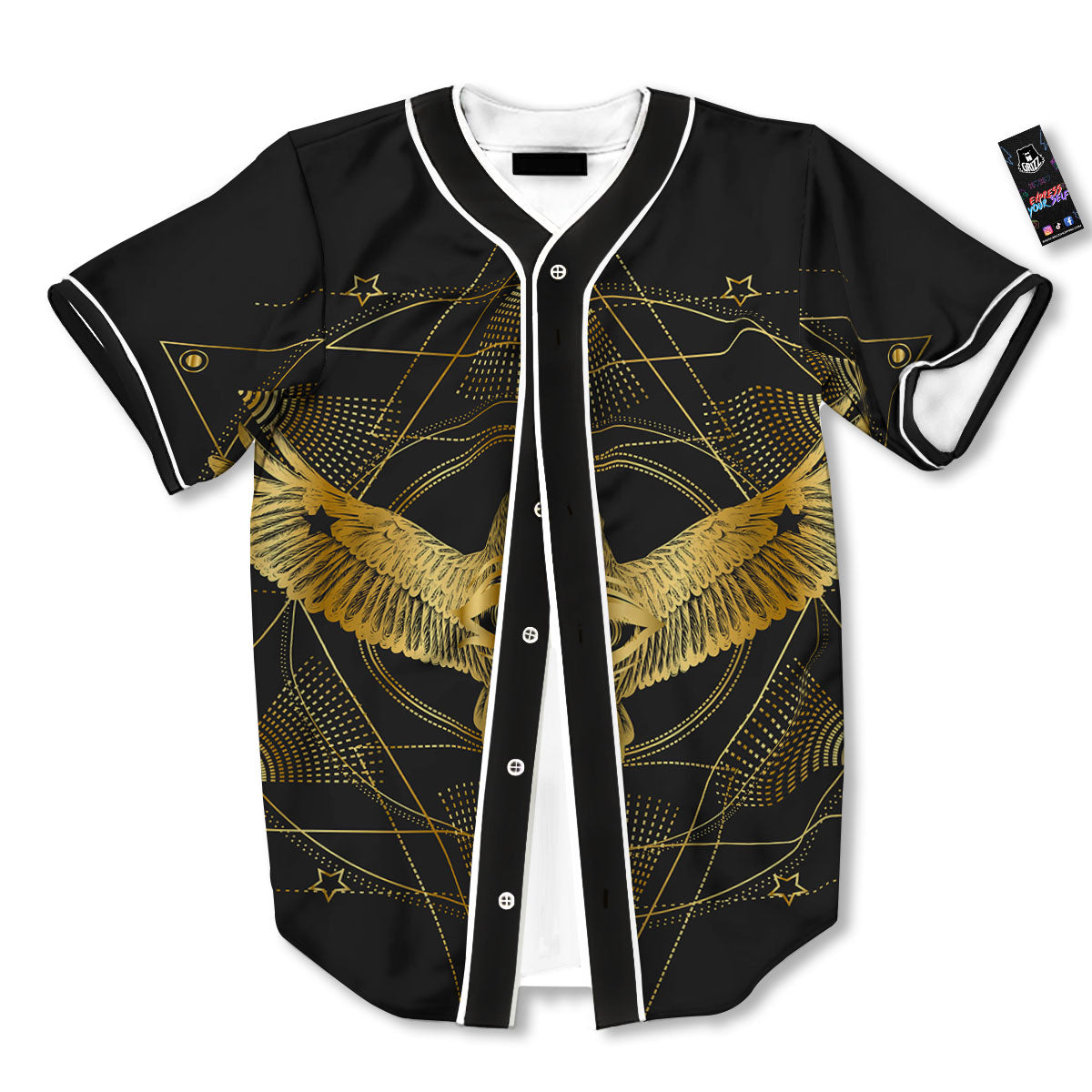 Bird Spiritual Golden Print Baseball Jersey-grizzshop