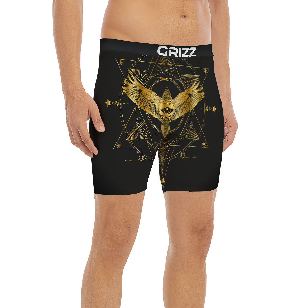 Bird Spiritual Golden Print Boxer Briefs-grizzshop